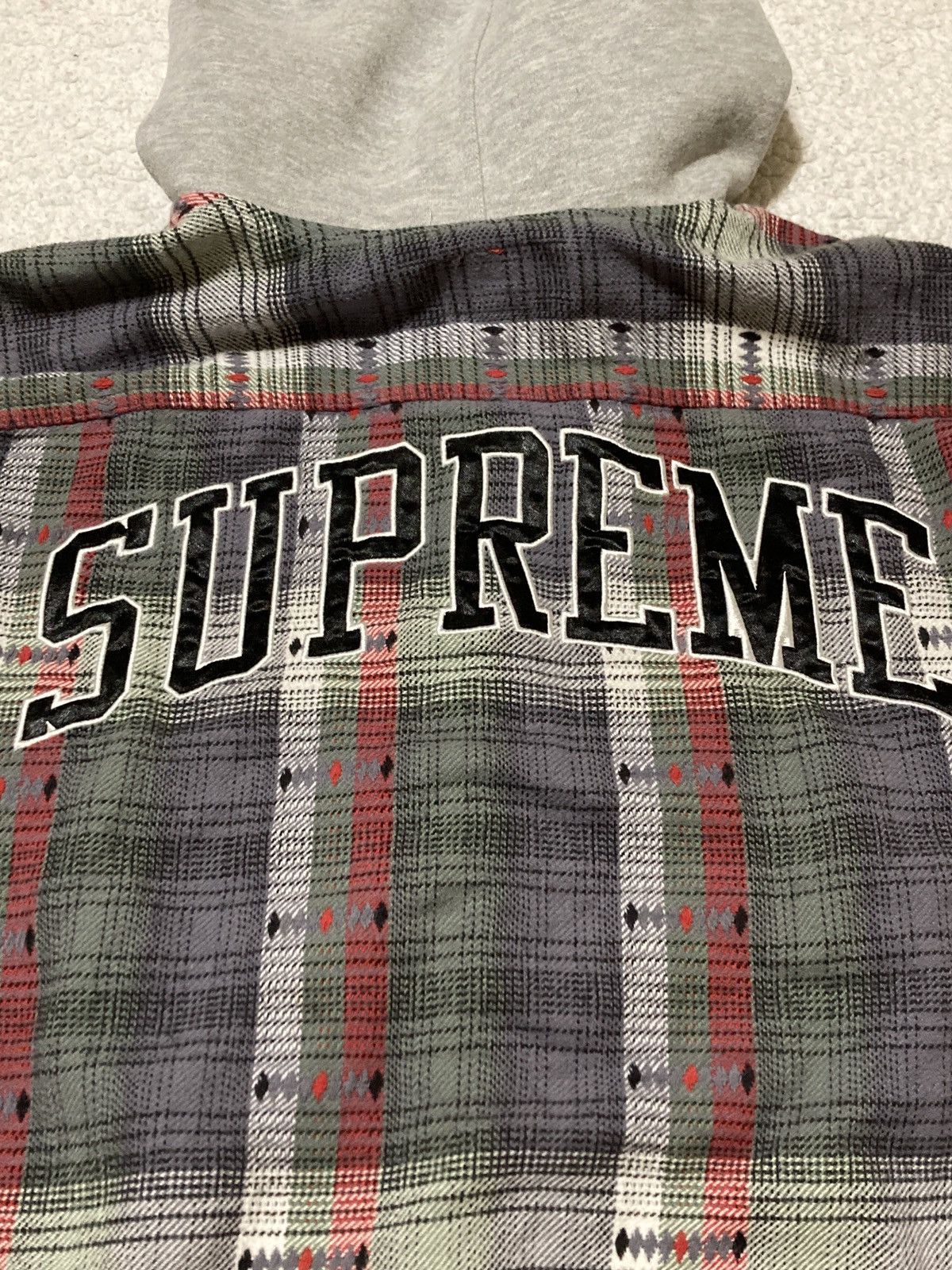 Supreme hooded best sale jacquard flannel shirt