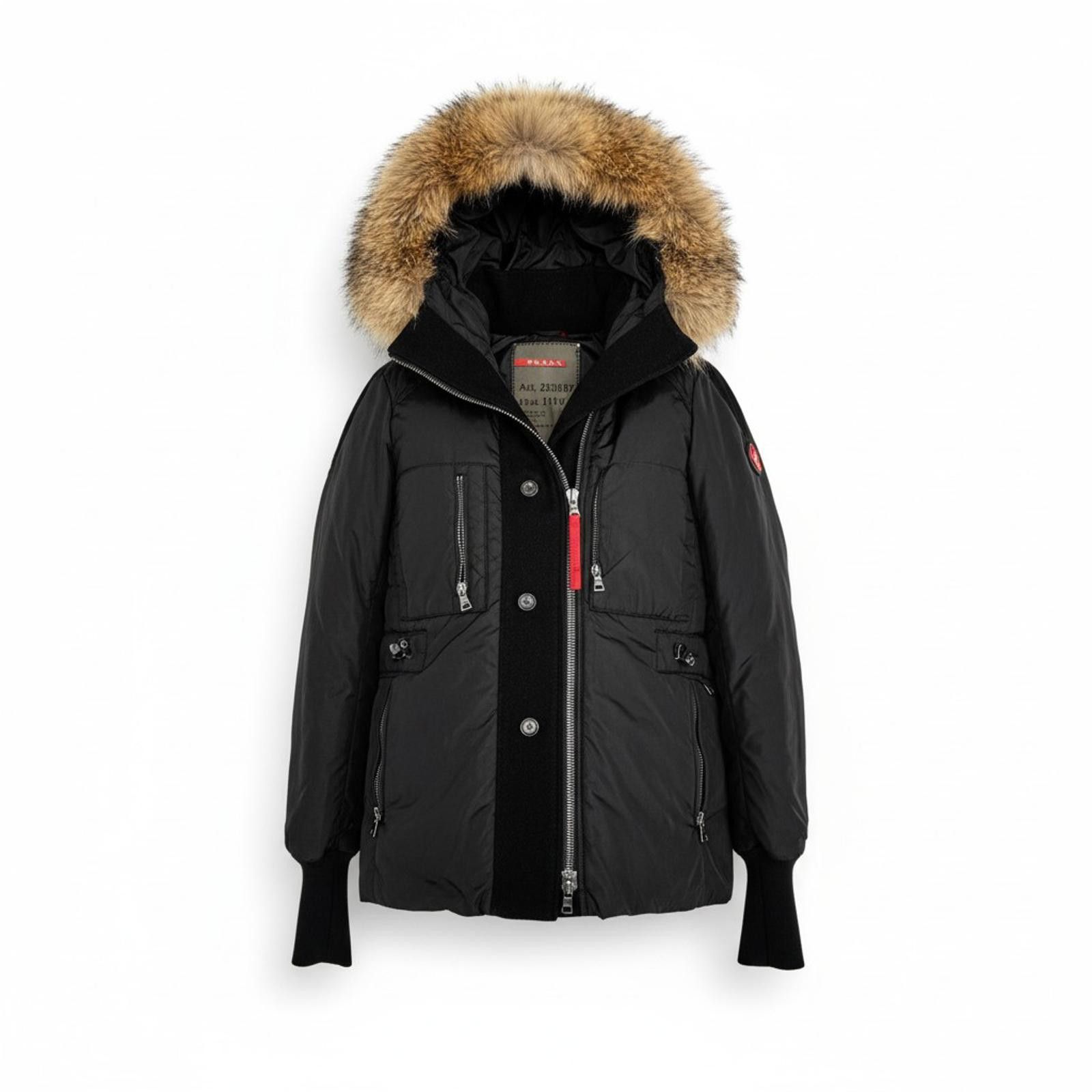 Prada Prada - Black Puffer Jacket Fur Hood Size M / US 6-8 / IT 42-44 - 1 Thumbnail