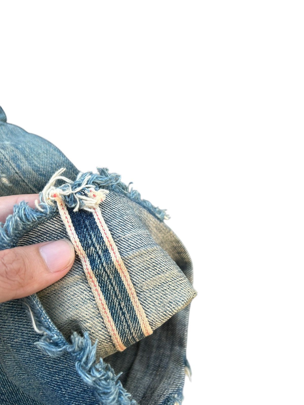 Japanese Brand × Kapital × Vintage Vintage Levis Selvedge BigE Distressed Short Denim Jeans Size US 31 - 19 Thumbnail