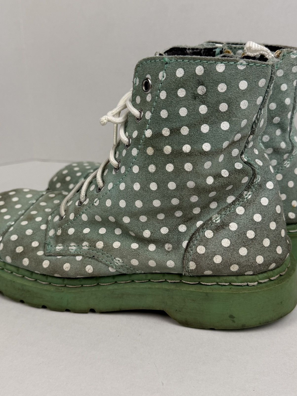 T.U.K. Footwear Anarchic TUK Boots Mint Polka Dots Anarchy Leather Combat Size US 10 / IT 40 - 13 Thumbnail