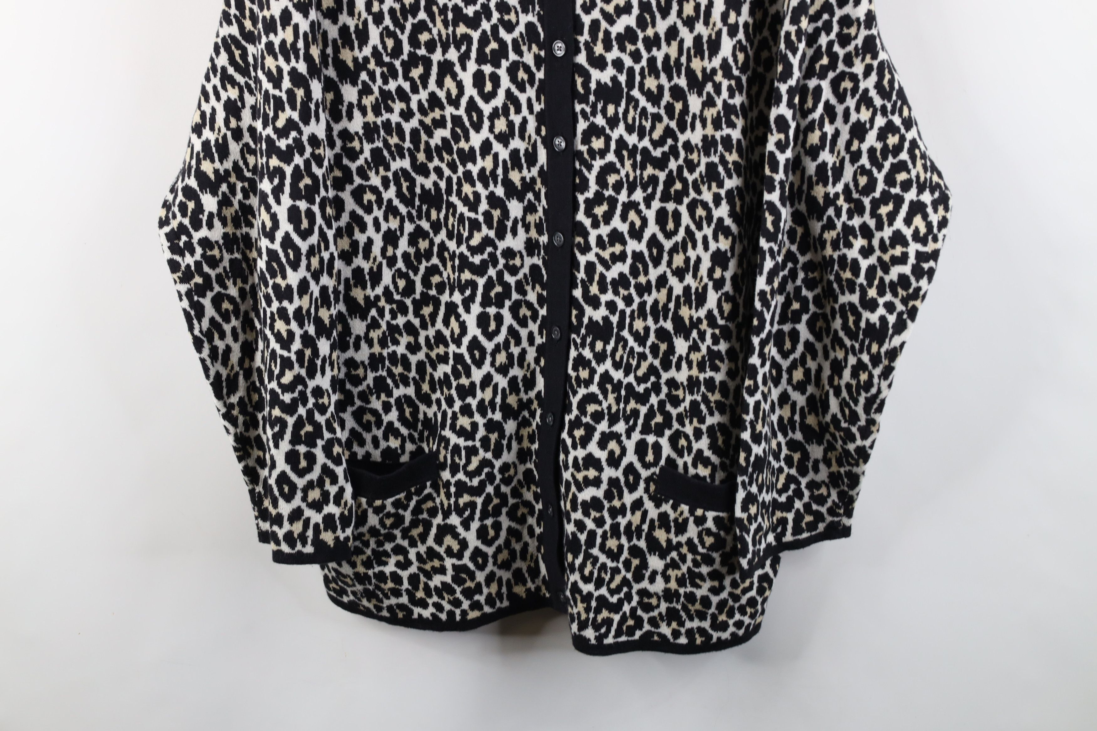 Lands' End × Vintage Vintage Lands End Leopard Cheetah Knit Cardigan Sweater Size 3XL / US 20-22 - 3 Thumbnail