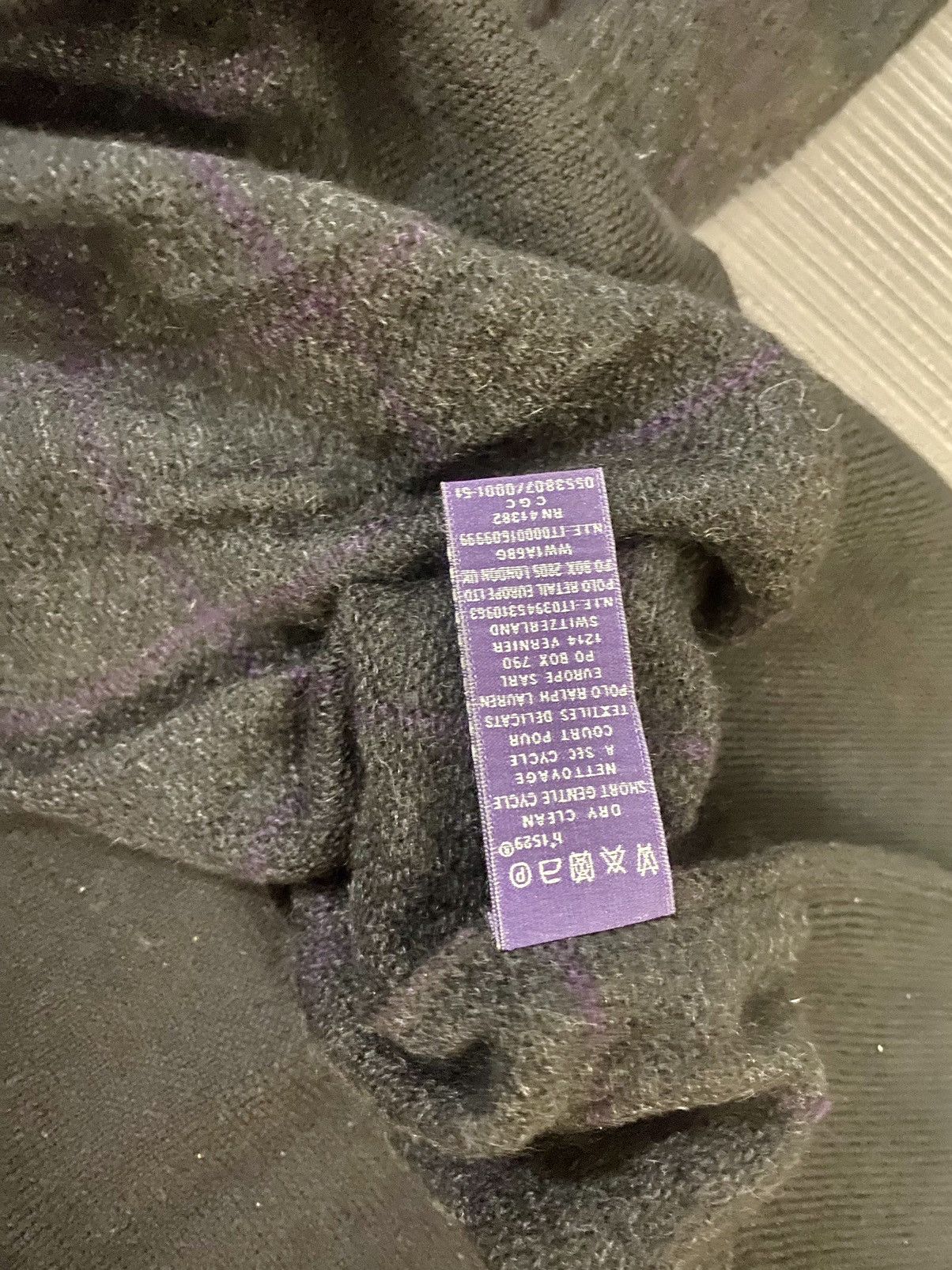Ralph Lauren Purple Label RL Purple Label 🇮🇹 Black/Purple Check Cashmere V-neck XXL NWT Size US XXL / EU 58 / 5 - 11 Thumbnail