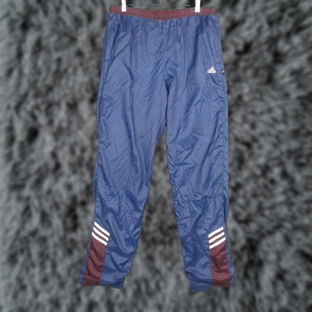 Adidas VINTAGE Adidas Pants Mens XL Blue Maroon Nylon Track Drawstring Lined 3 Stripes Pockets Size US 36 / EU 52 - 1 Thumbnail