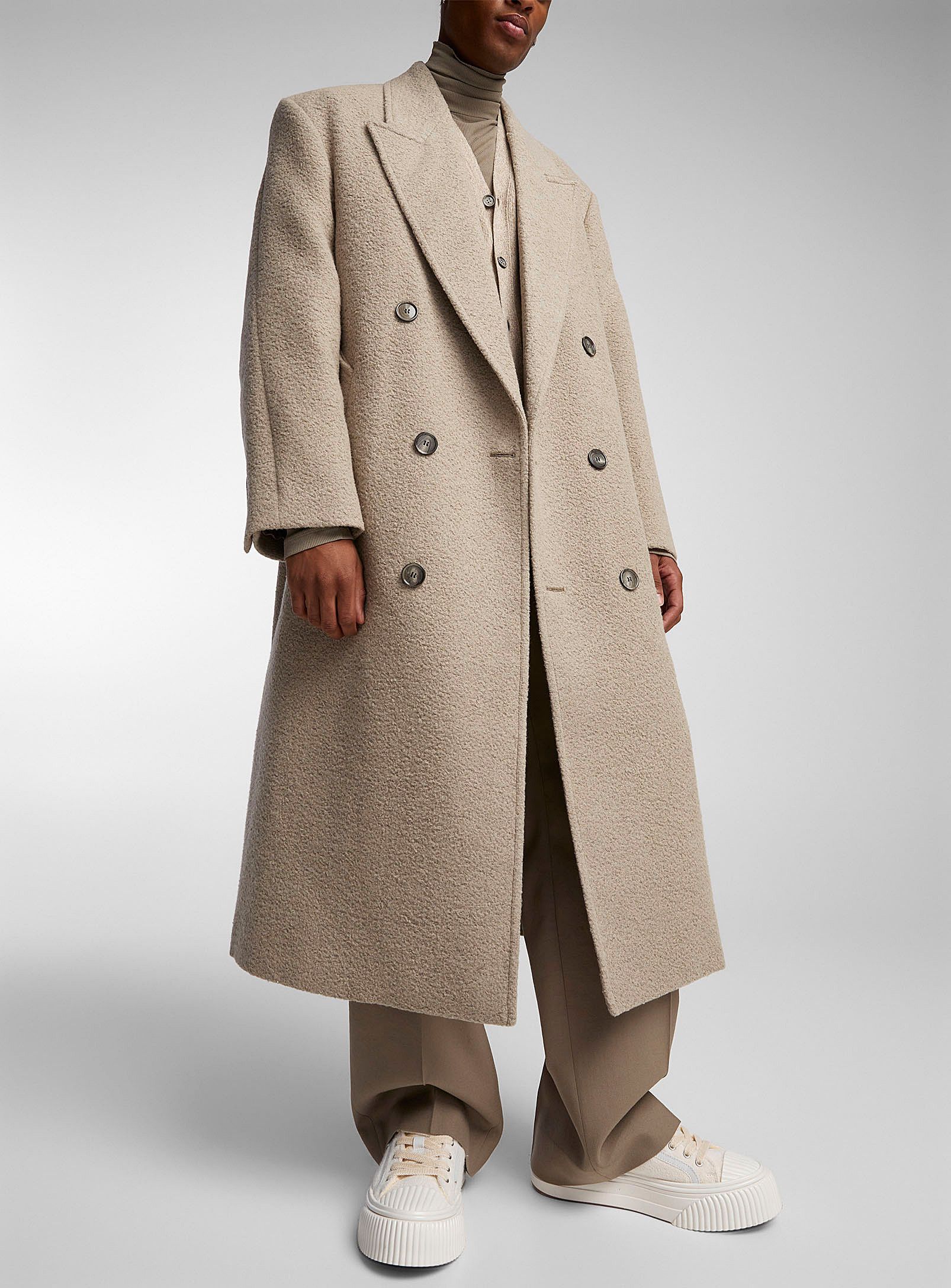 image of Aw23 Ami Argyle Boucle Oversized Coat 52 in Beige, Men's (Size Large)