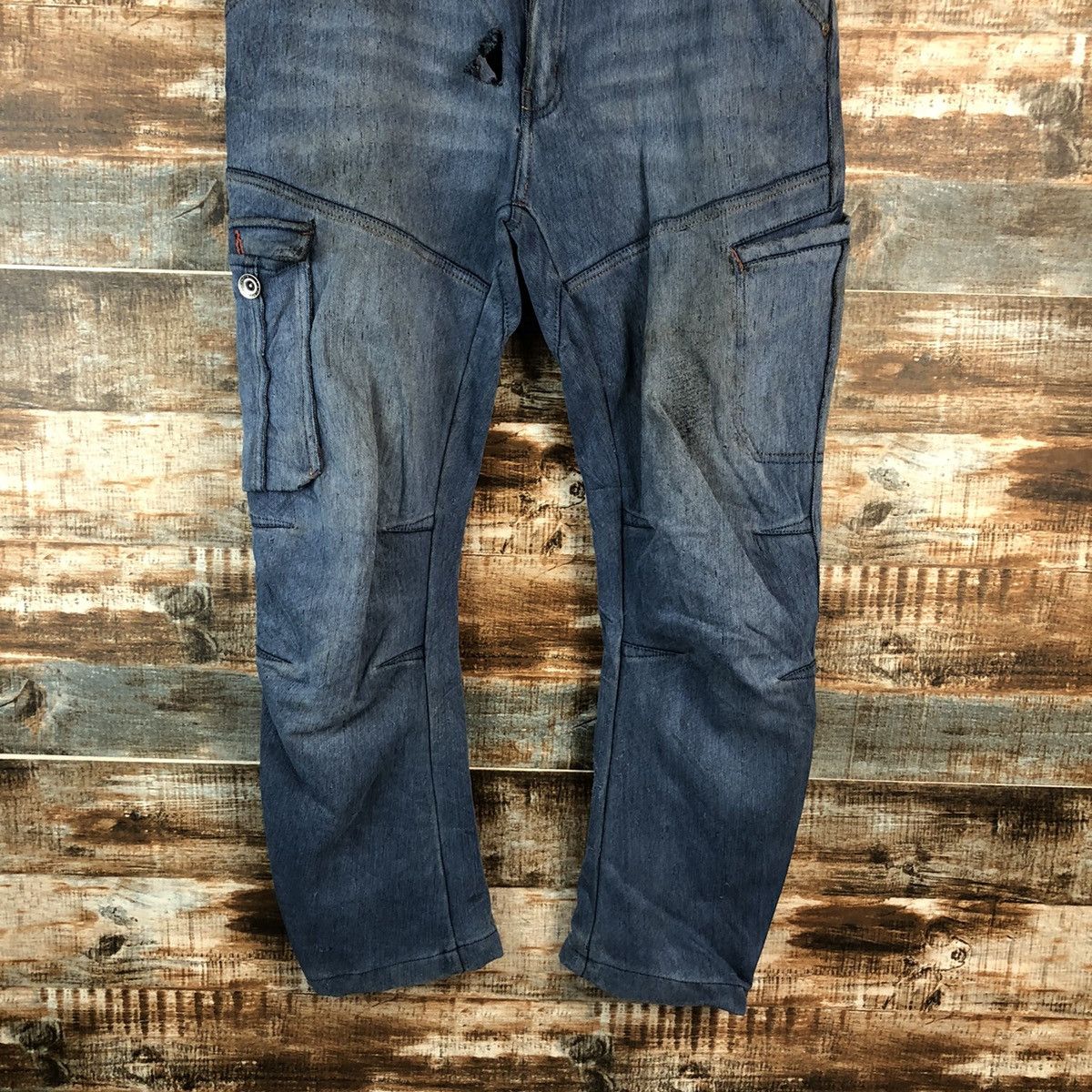 Japanese Brand Field Core Blue Distressed Denim Pants #A2138 Size US 33 - 3 Thumbnail