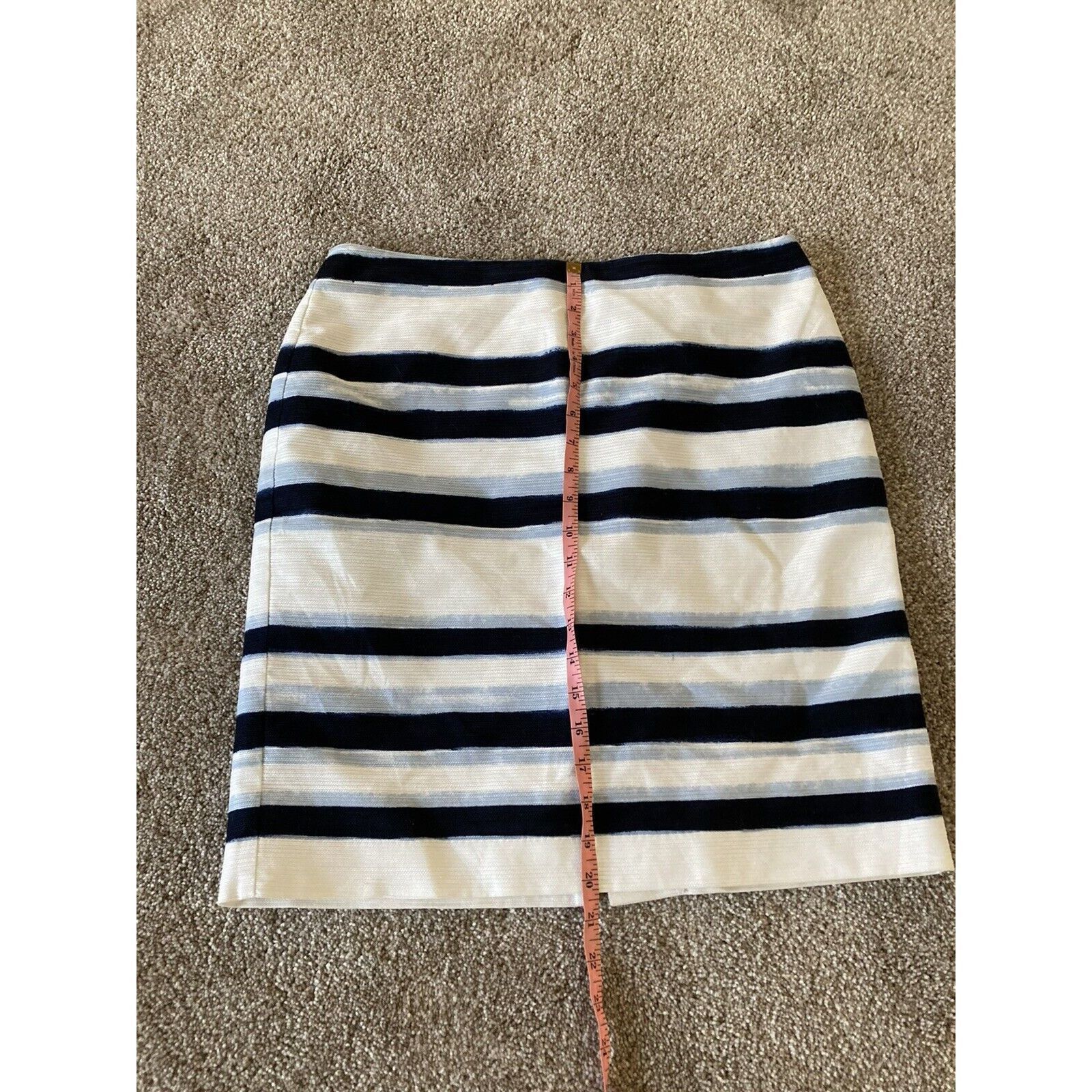 Ann Taylor Ann Taylor Factory Lined Skirt Womens White Blue Strip Petit Size 32" / US 10 / IT 46 - 6 Thumbnail