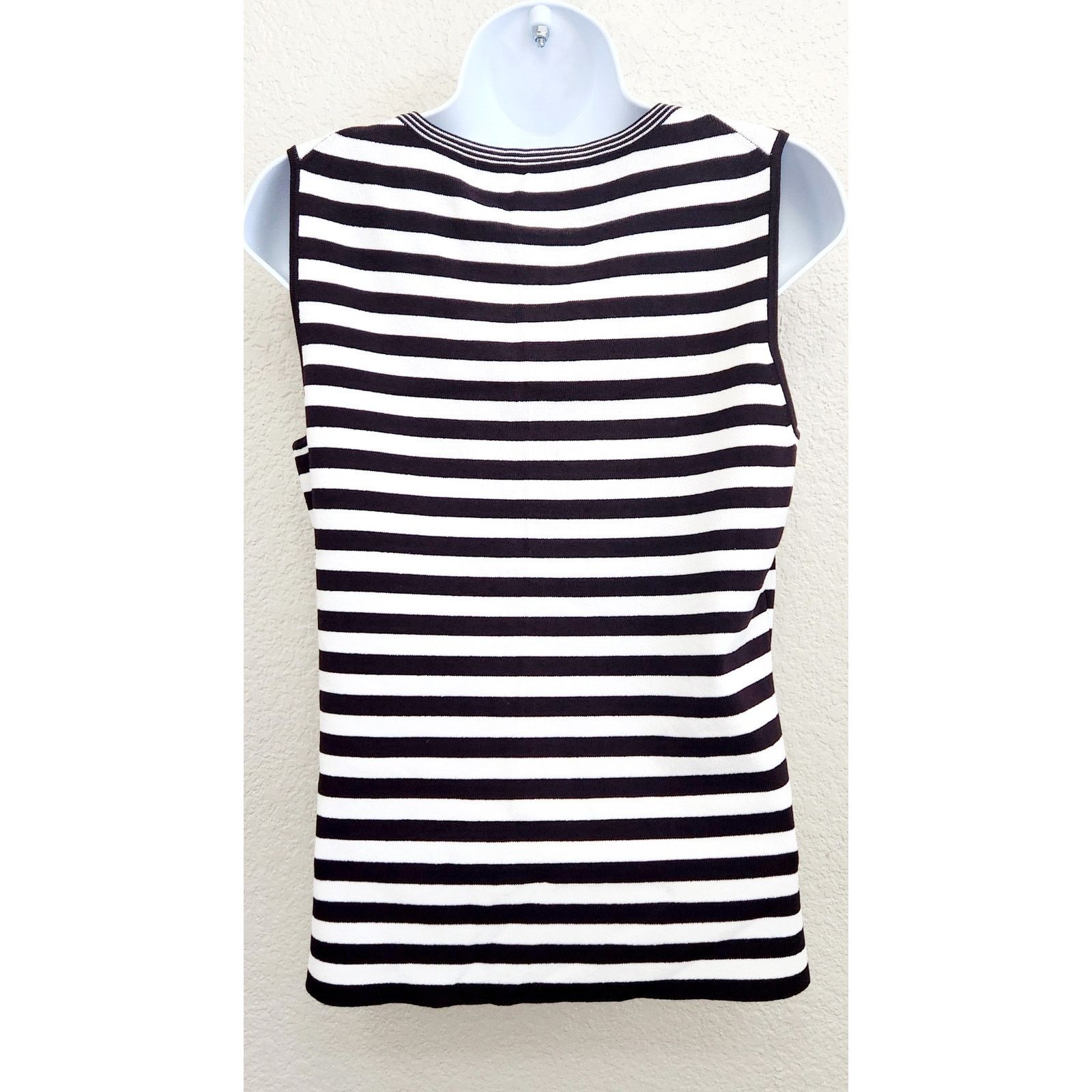 Other Chico's Black White Striped V Neck Sleeveless Top 1 Medium Size M / US 6-8 / IT 42-44 - 2 Thumbnail