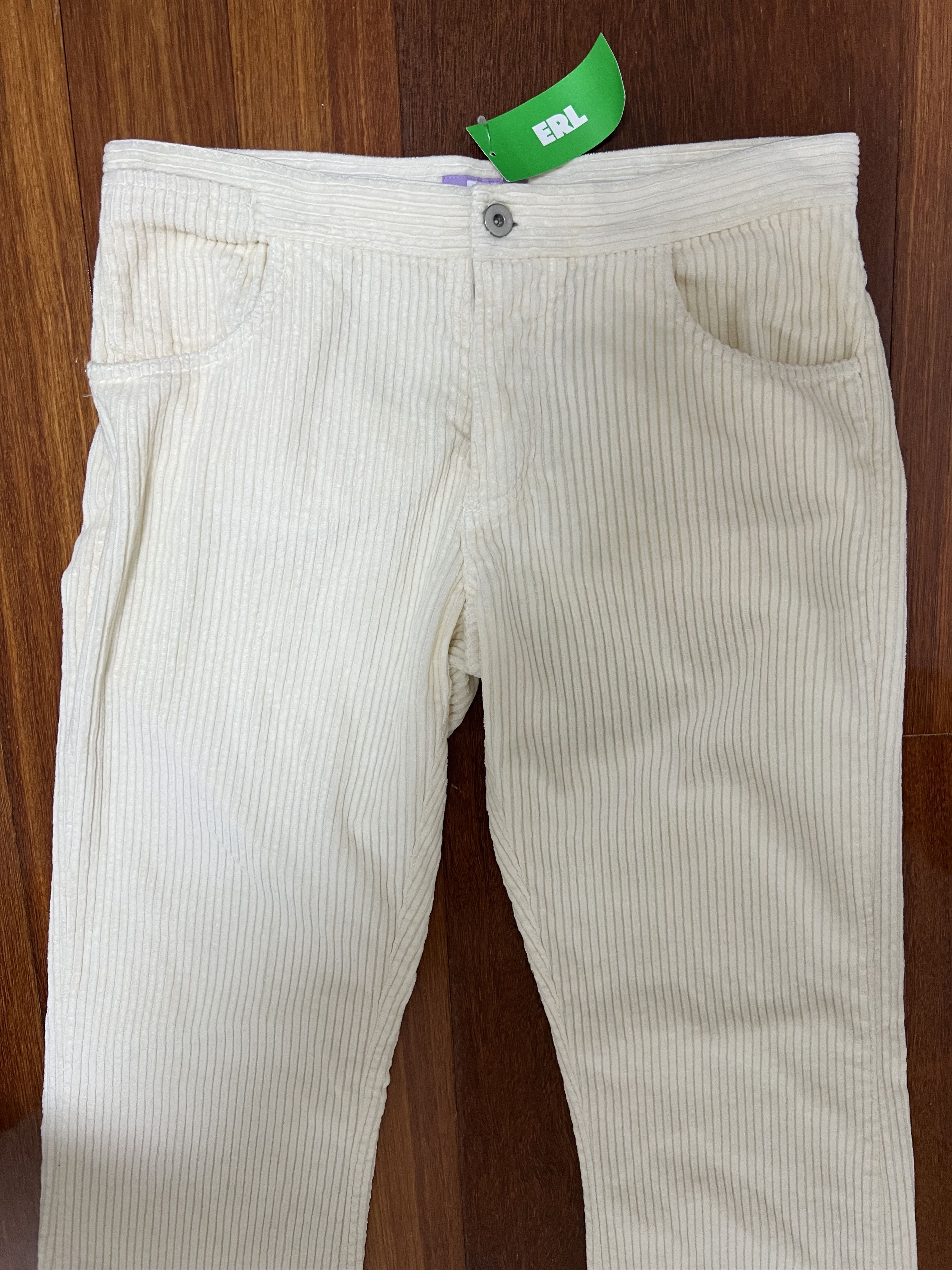 ERL 💚 SS20 ERL Flared Corduroy Pants White Large NEW Size US 32 / EU 48 - 3 Thumbnail