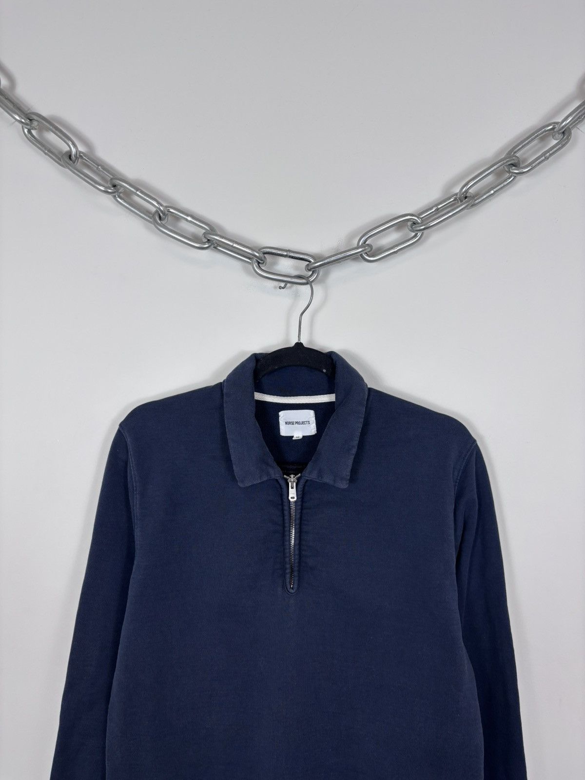 Norse Projects Norse Projects Men’s Magne Half Zip Compact Navy Sweatshirt Size US M / EU 48-50 / 2 - 2 Thumbnail