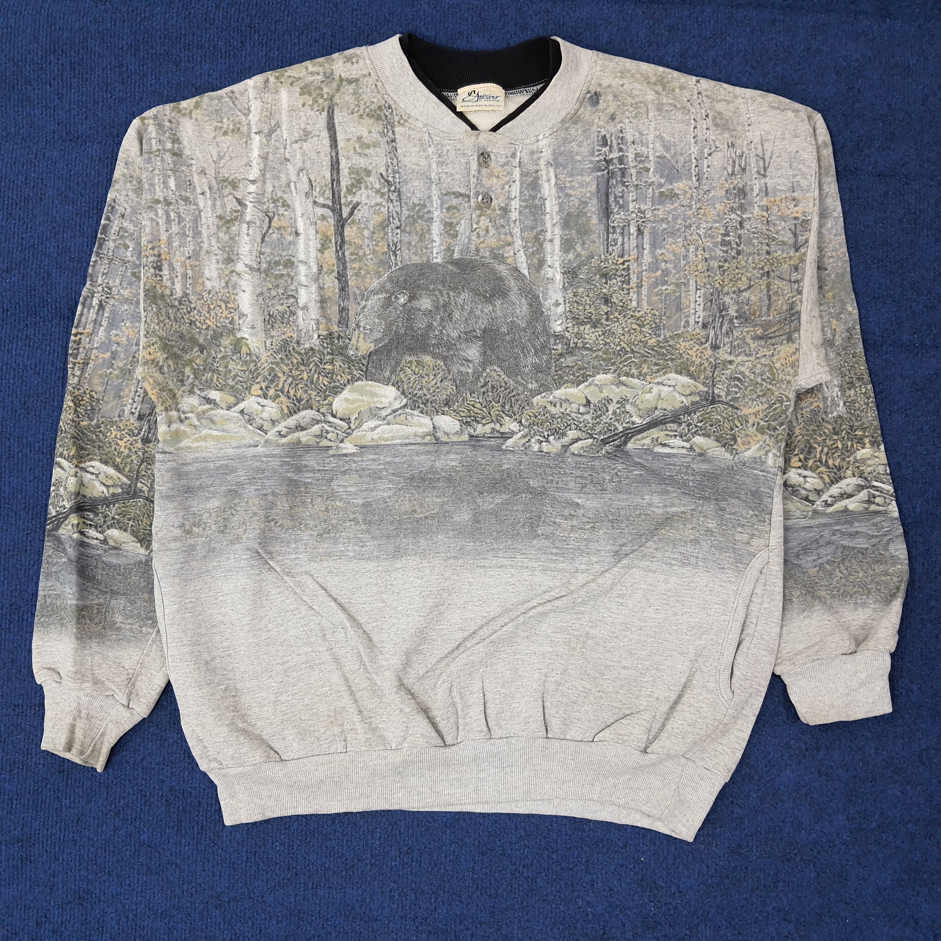Vintage Vintage Aitisans Art Bear Button Sweatshirt C262N7 Size US M / EU 48-50 / 2 - 1 Thumbnail