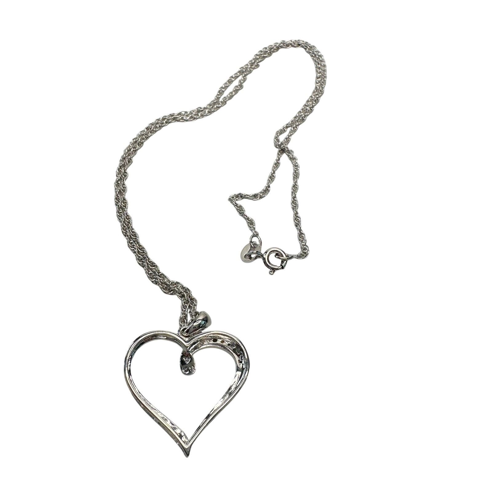 Other Heart Pendant with Diamond Accent - Rhodium Plated -15" Size ONE SIZE - 6 Thumbnail
