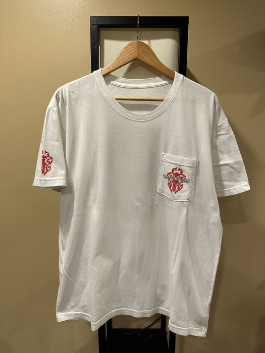 Chrome Hearts Chrome Hearts Red Dagger White Short Sleeve T-shirt 