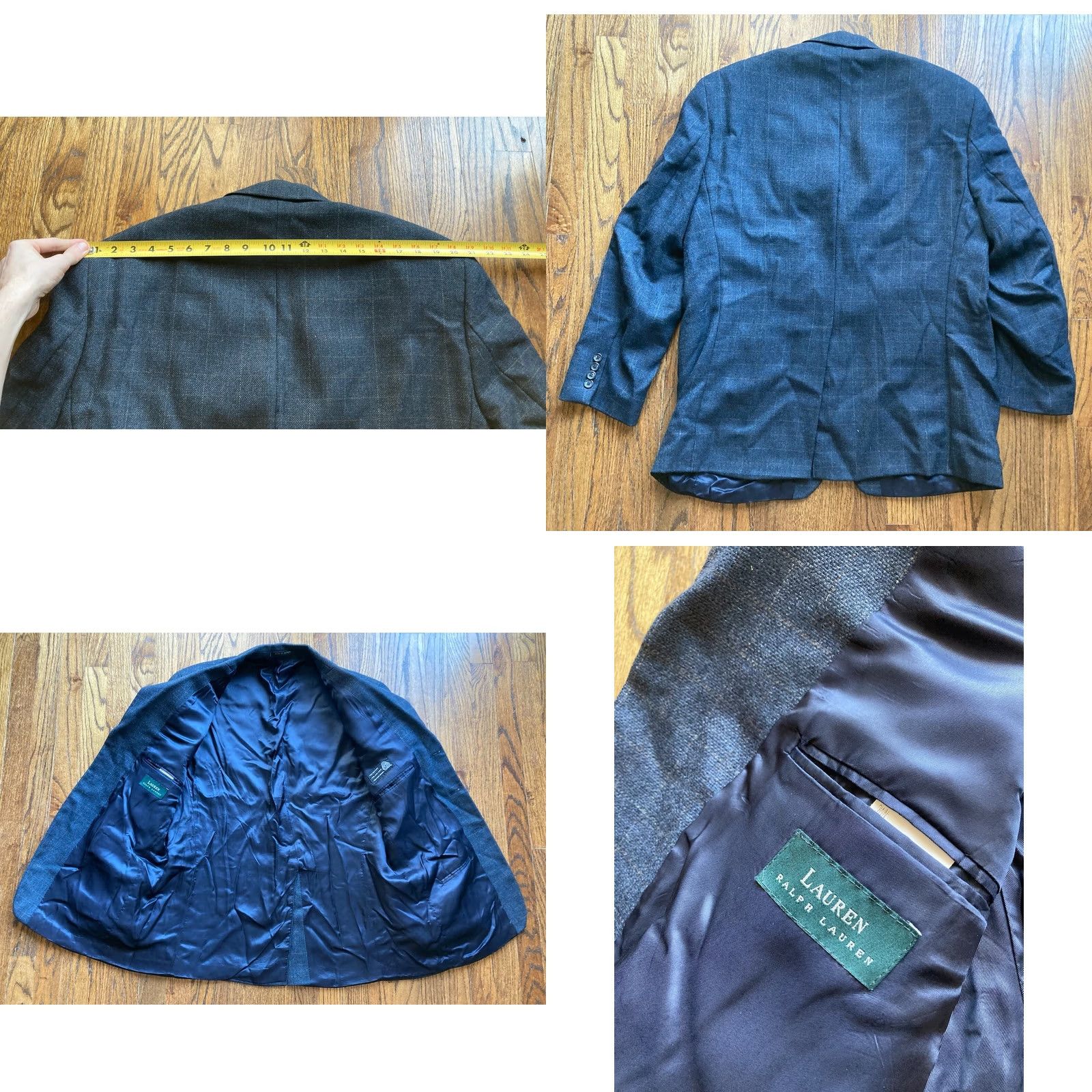 Ralph Lauren Lauren Ralph Lauren Blazer Jacket Mens Size 44R Blue Navy Plaid Check Wool 3 Button Size 44R - 8 Thumbnail