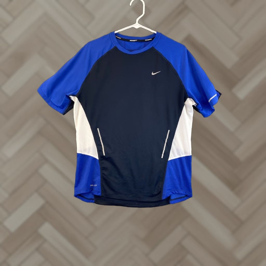 Nike NIKE DRI-FIT Short Sleeve Shirt Men's Medium Blue Black Sports T-Shirt Size US M / EU 48-50 / 2 - 1 Thumbnail
