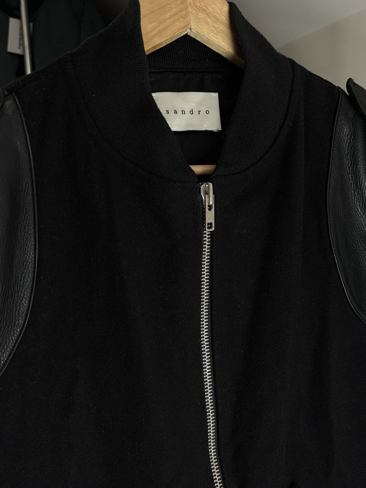 Sandro Sandro Wool & Cow Leather Bomber Jacket Vintage Biker Size US M / EU 48-50 / 2 - 3 Thumbnail