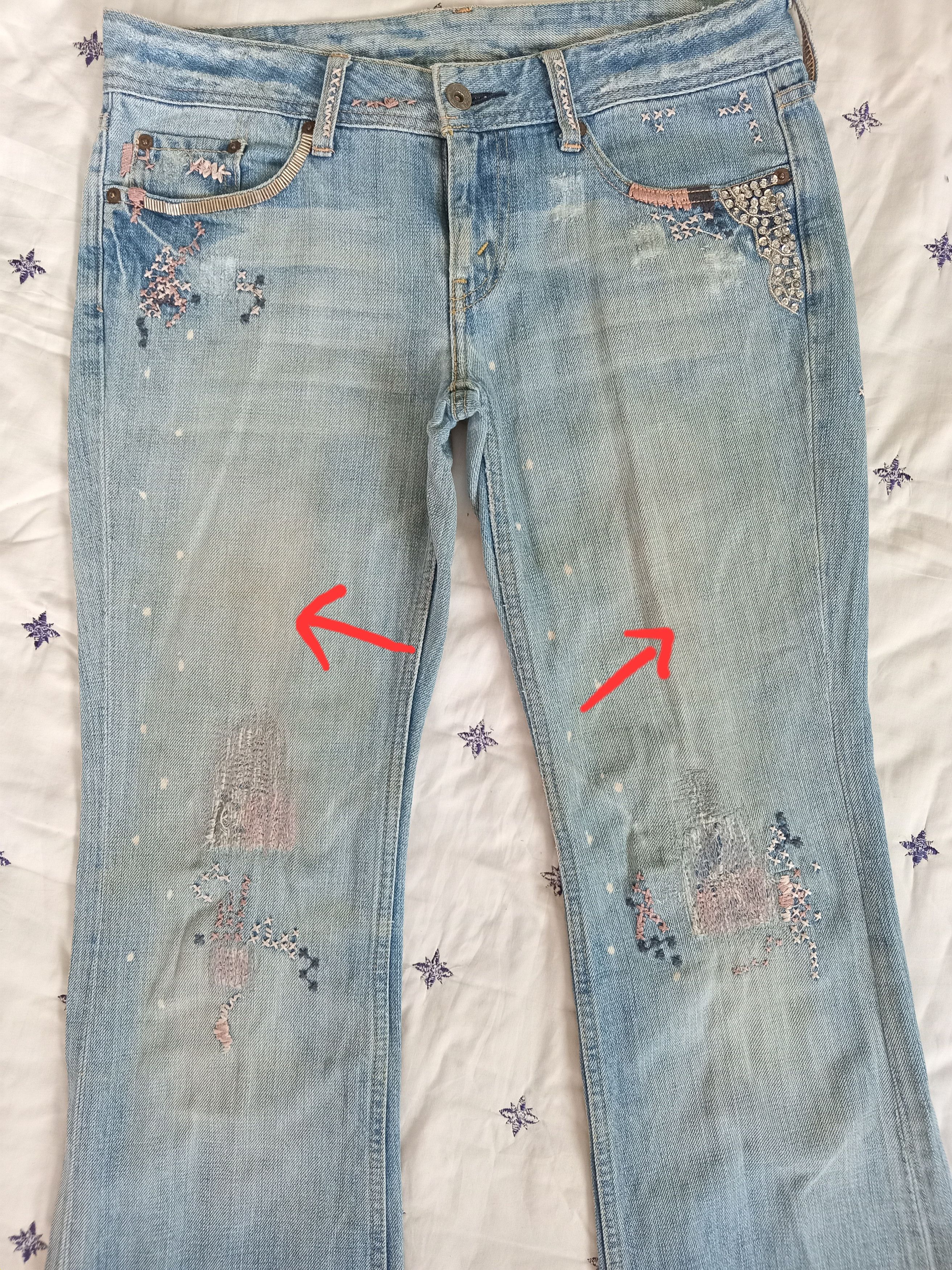 Levi's 💥RARE💥LEVIS Flare Distressed Custom Dirty Light Wash Jeans Size 33" - 11 Thumbnail