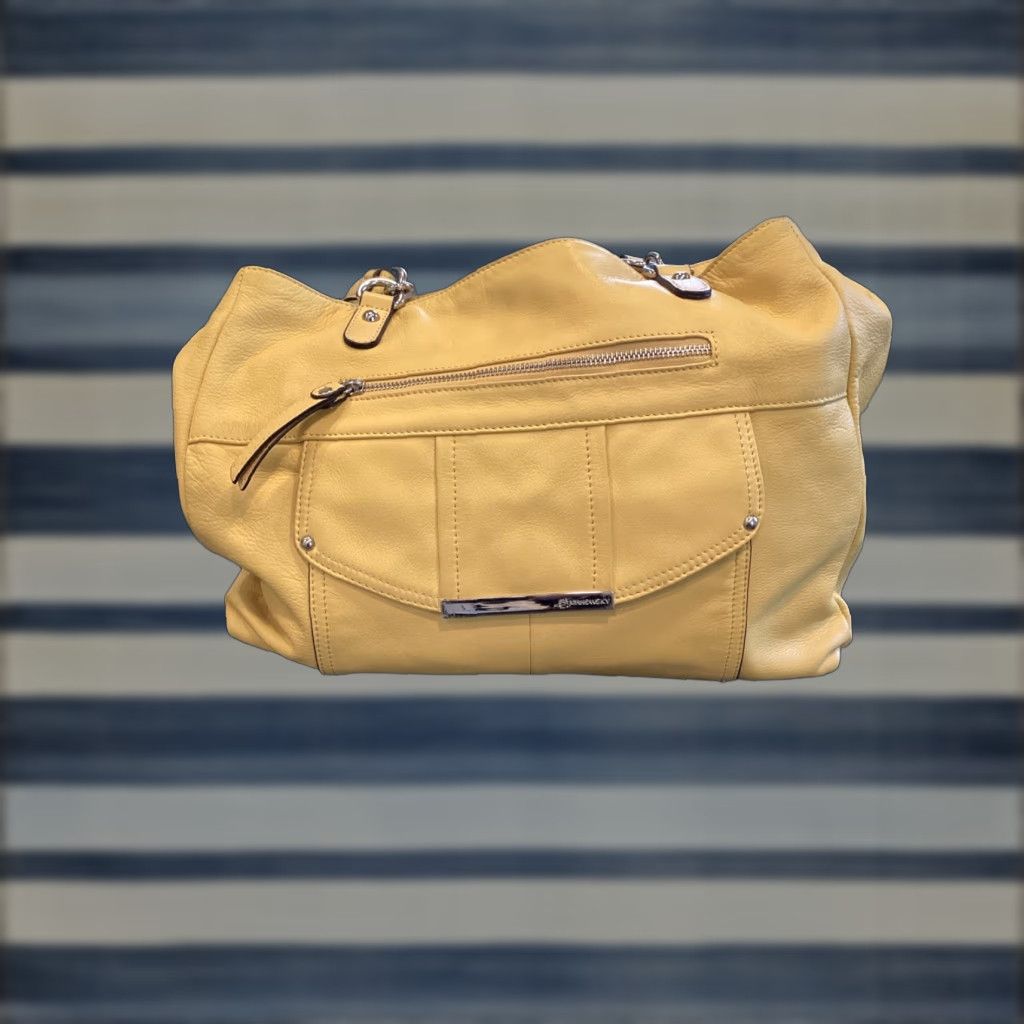 Vintage B. Makowsky Stone leather Shoulder Bag Large Spacious Yellow Size ONE SIZE - 1 Thumbnail