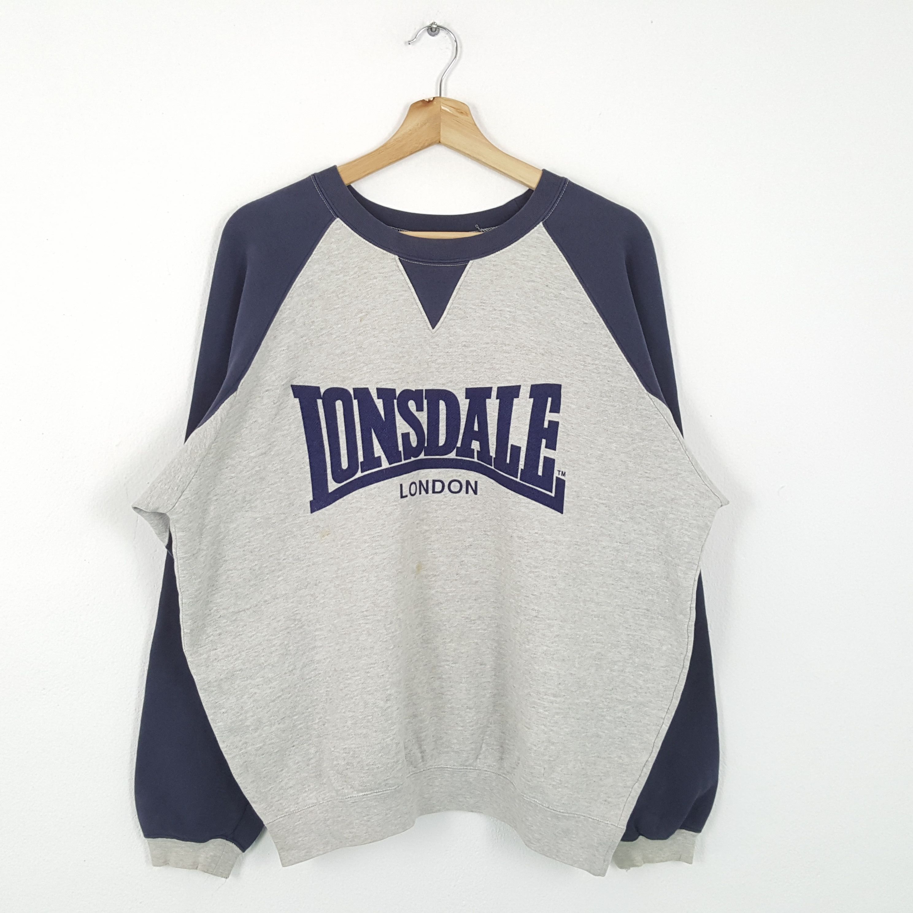 image of Lonsdale London Fashion Style Punk Sweatshirt in Grey/Navy, Men's (Size XL)