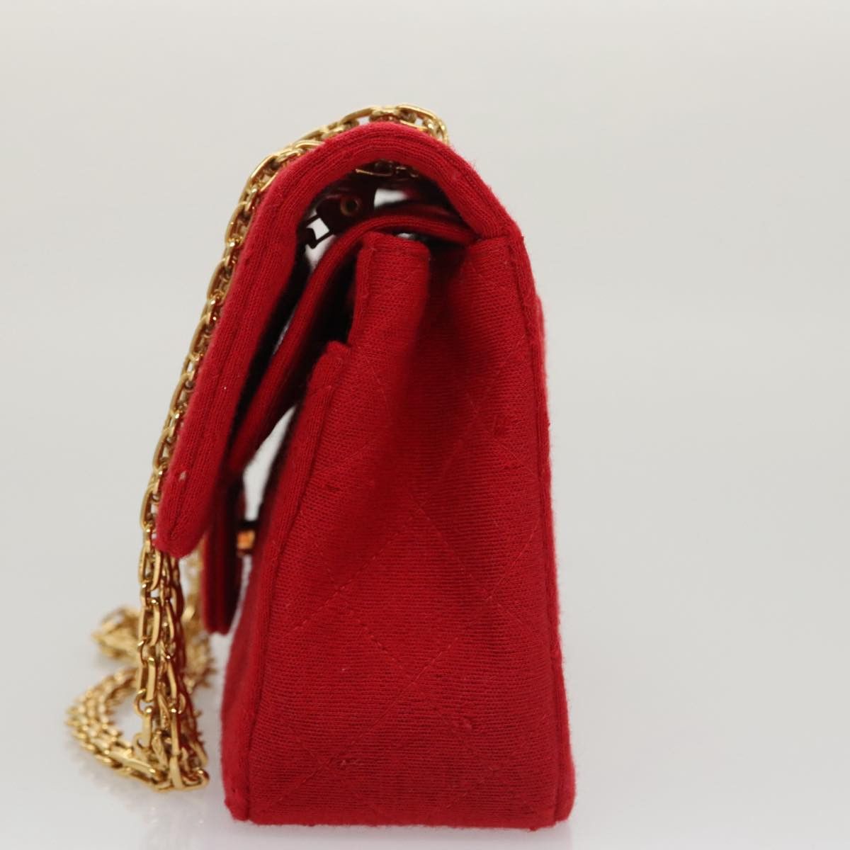 Chanel CHANEL Matelasse Chain Shoulder Bag Cotton Red Gold CC Size ONE SIZE - 3 Thumbnail