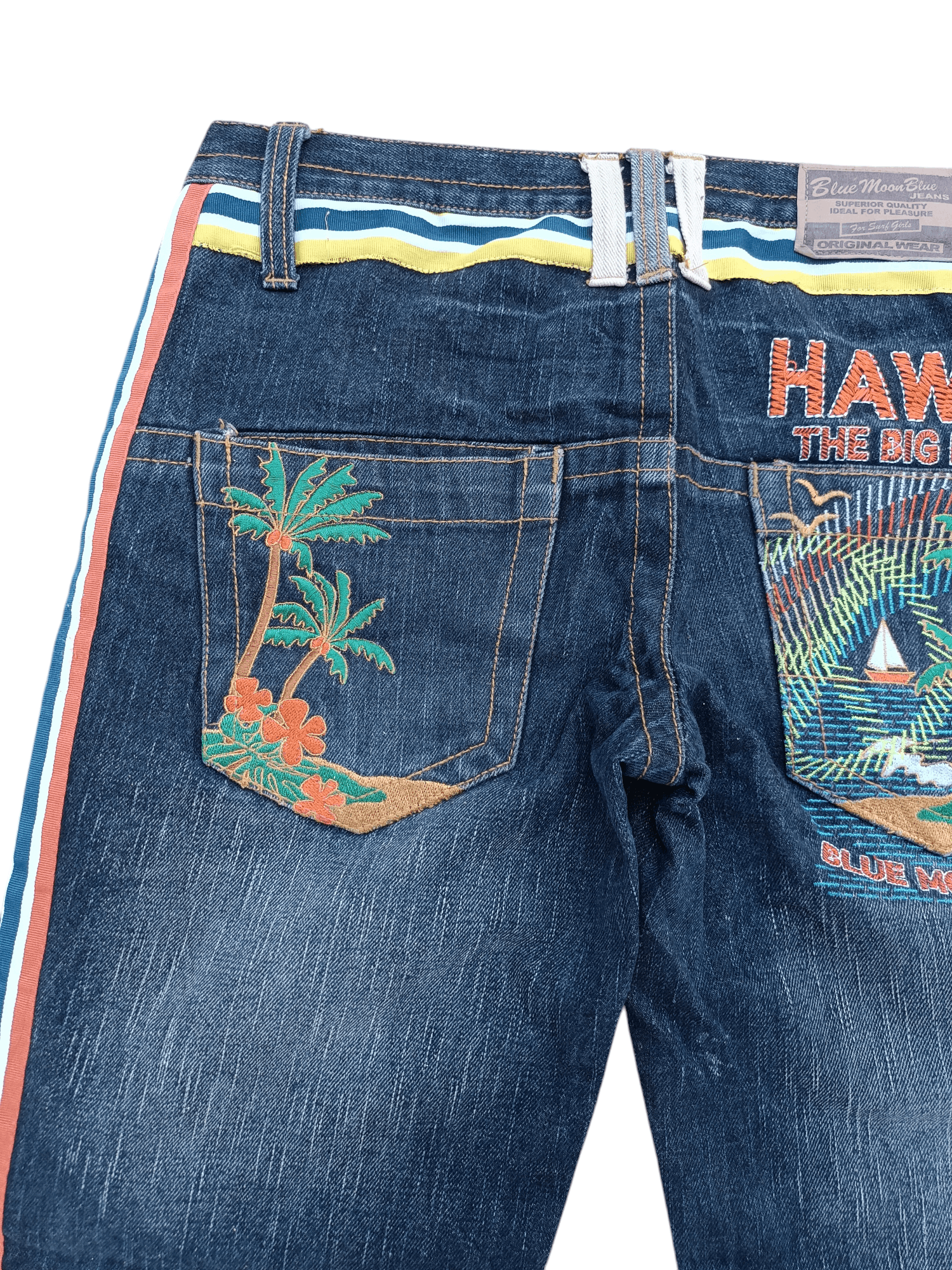 Designer VTG BLUE MOON BLUE SIDE STRIPE EMBROIDERY STYLE DESIGN DENIM Size US 30 / EU 46 - 20 Thumbnail