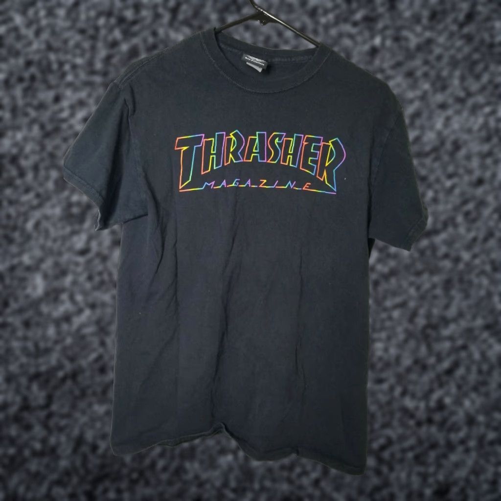 Thrasher Thrasher Mens M T-Shirt Rainbow Skate Graphic Classic Crew Neck Short Sleeve Black Size US M / EU 48-50 / 2 - 1 Thumbnail