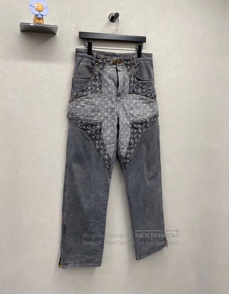 Louis Vuitton LV Logo Irregular Black Gray Jeans. Size US 30 / EU 46 - 4 Thumbnail