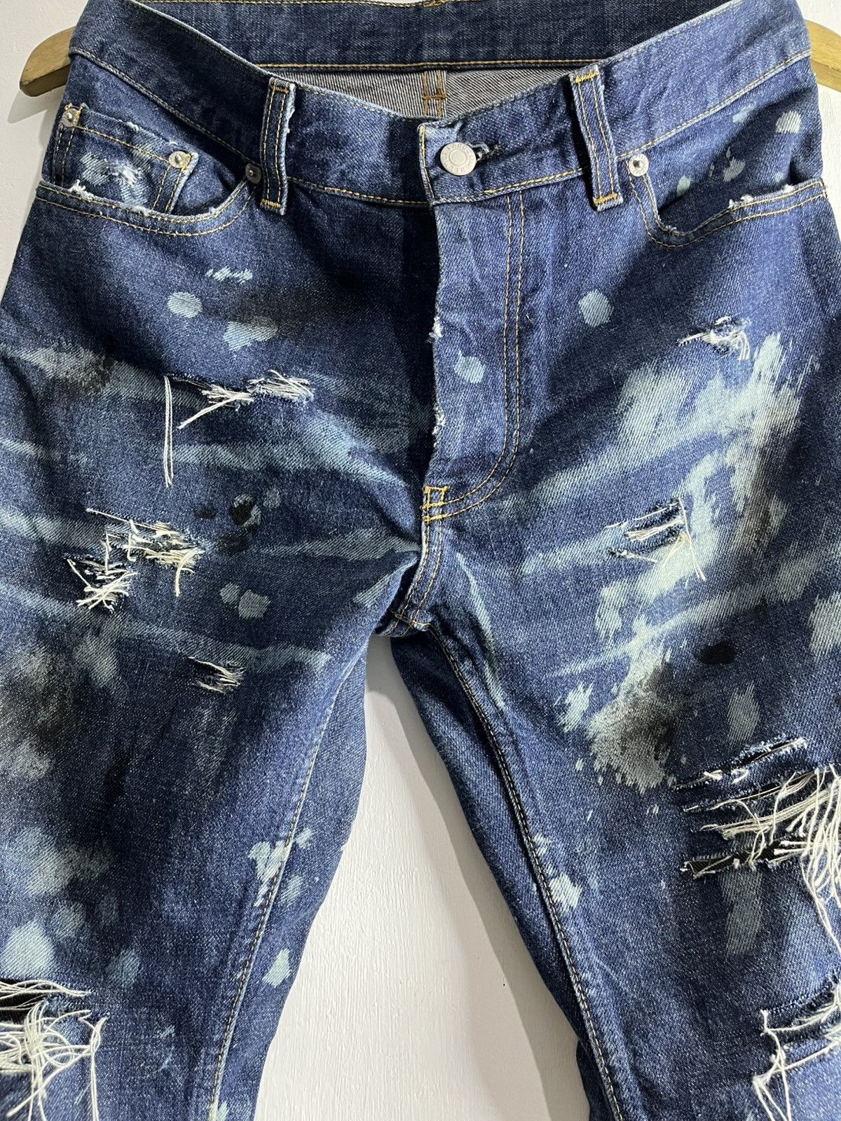 Helmut Lang Helmut lang paint acid distressed raw denim Size US 31 - 6 Thumbnail