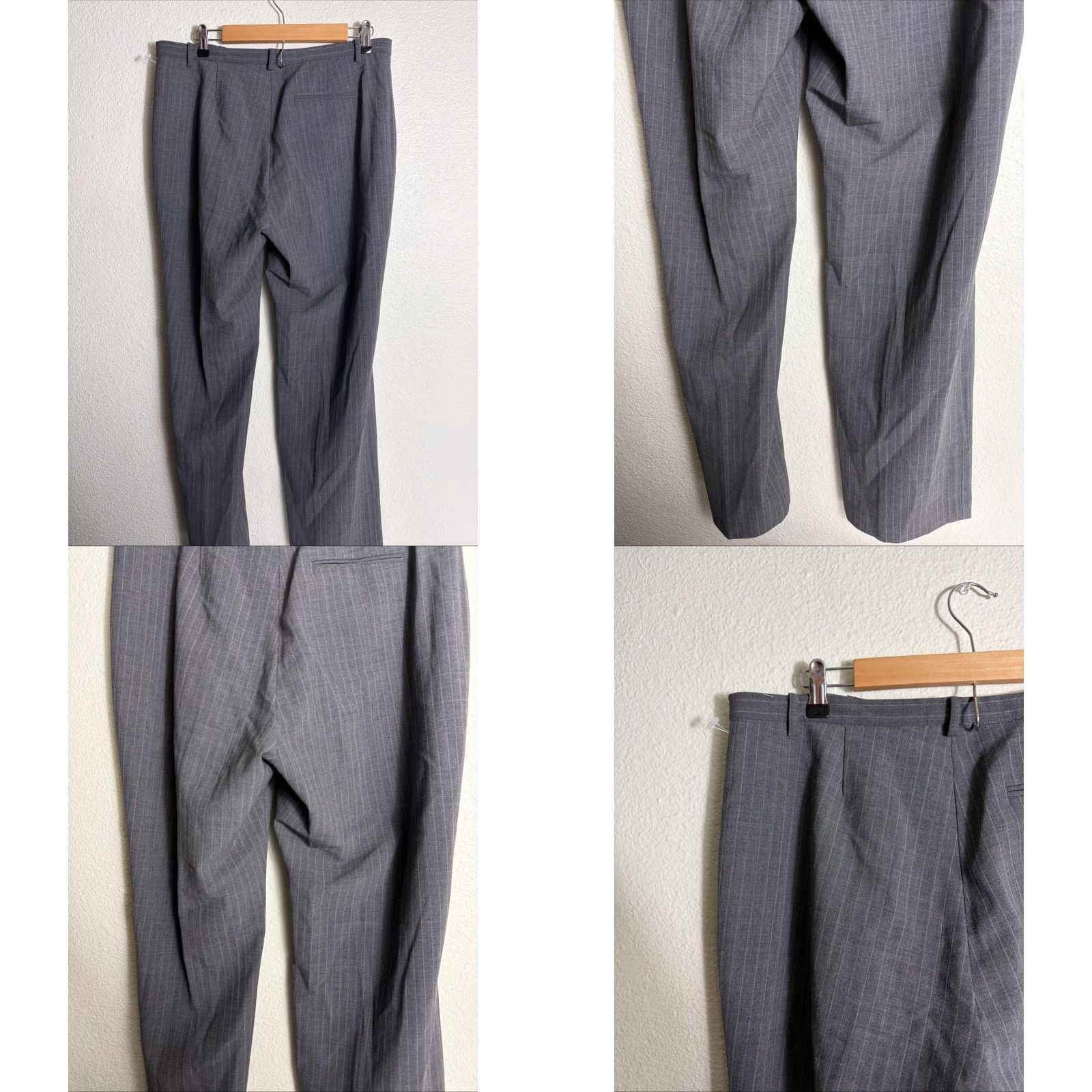 Gap VINTAGE Gap Y2K Women’s 14R Wool Polyester Gray Pinstripe Wide-Leg Dress Pants 34x32 Women Size 36" / US 14 / IT 50 - 8 Thumbnail