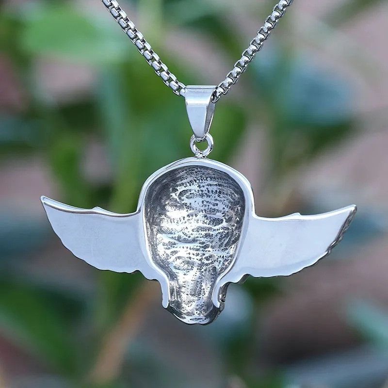 Japanese Brand × Jewelry Viking Skull And Feather Pendant Necklace Size ONE SIZE - 2 Thumbnail