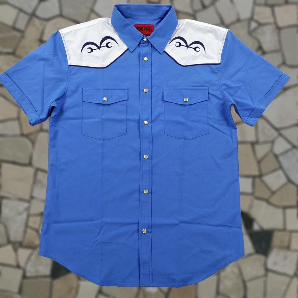 Vintage RSVLTS ONE PIECE Shirt Men Large Blue Pearl Snap Justice Roper Marine Size US L / EU 52-54 / 3 - 1 Thumbnail
