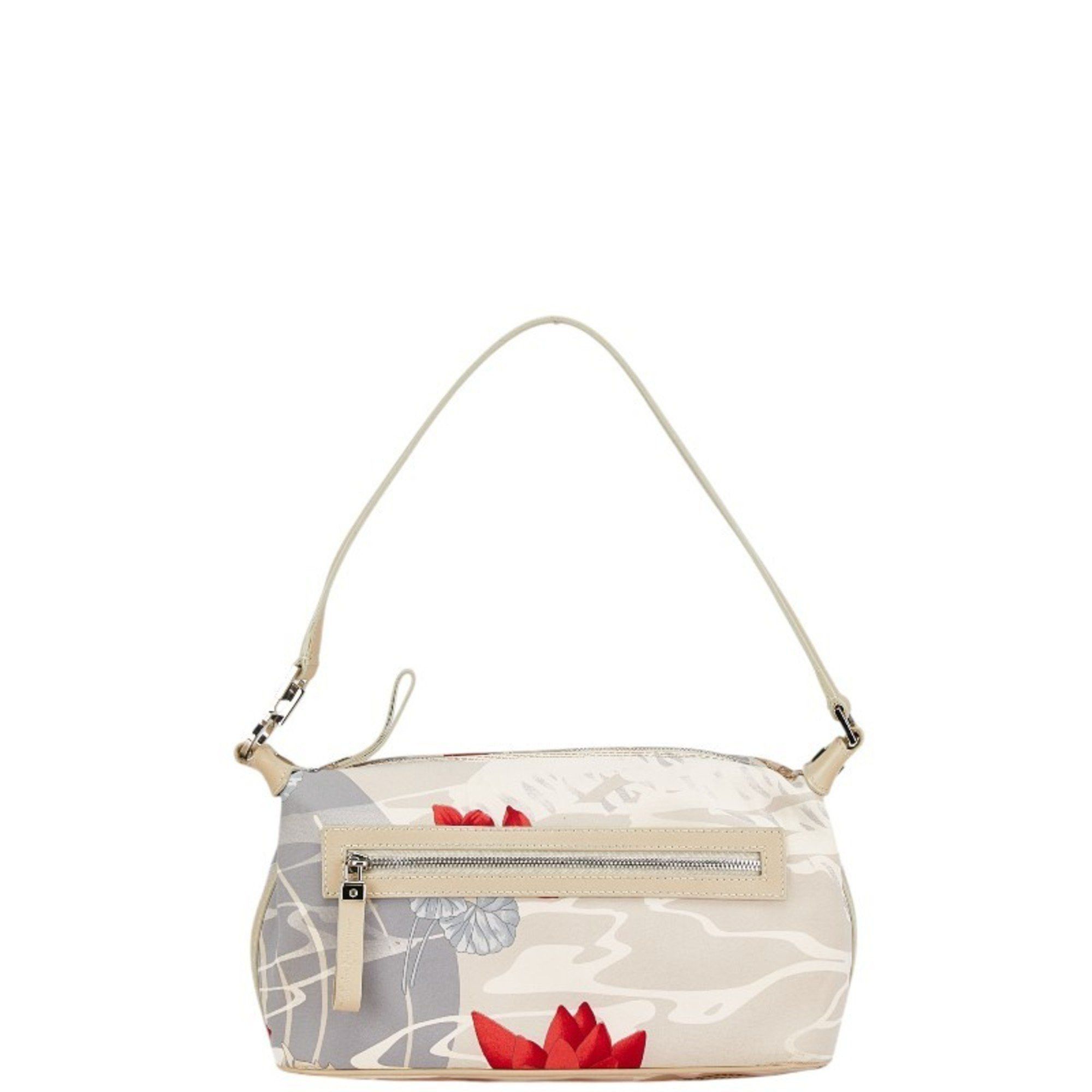 Salvatore Ferragamo Salvatore Ferragamo Gancini Flower Fish Handbag Bag AU-21 3912 White Nylon Leather Women's Size ONE SIZE - 1 Thumbnail