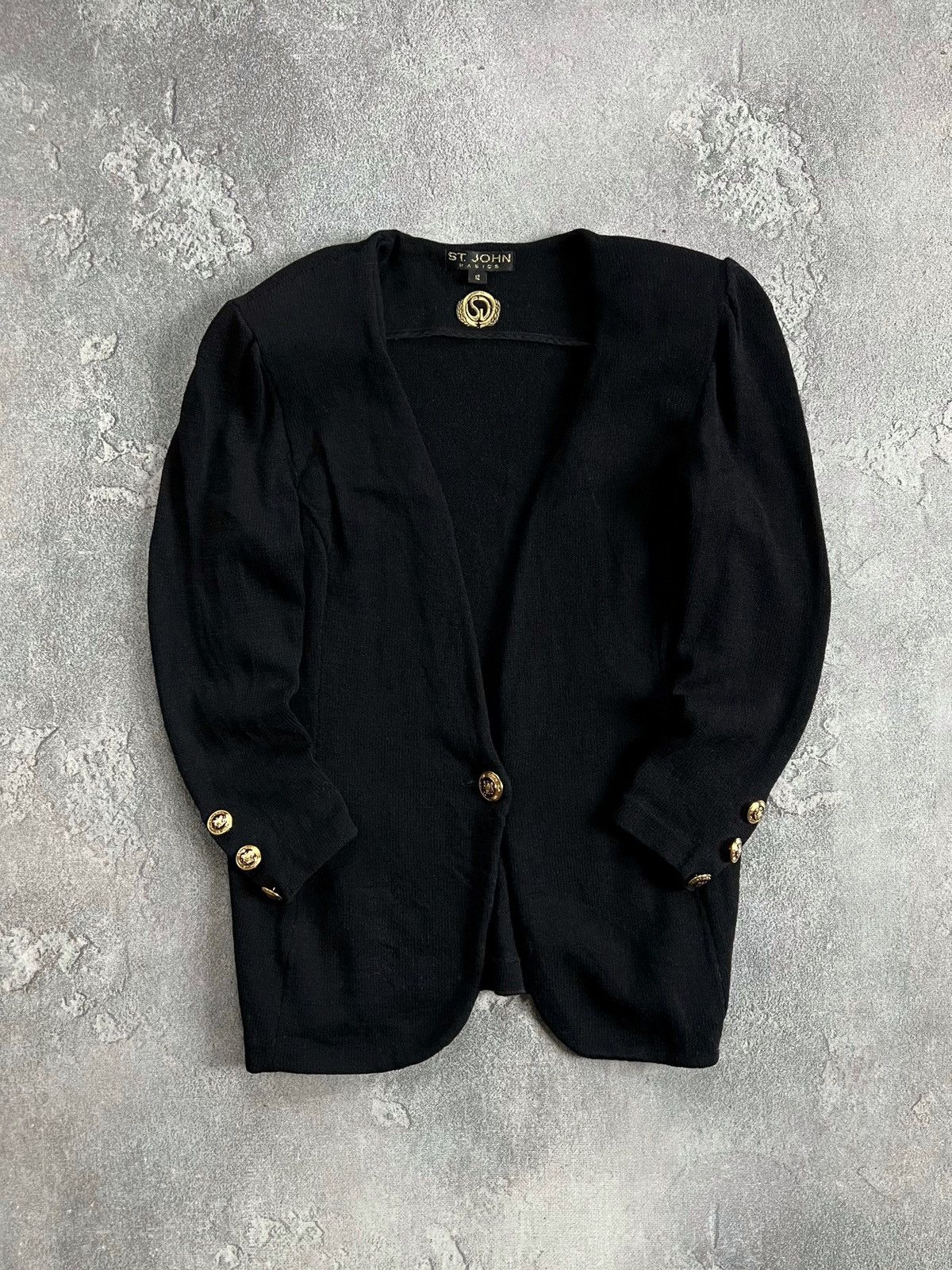St. John St John Basics Black Santana Knit One-Button Blazer Jacket Size L / US 10 / IT 46 - 1 Thumbnail