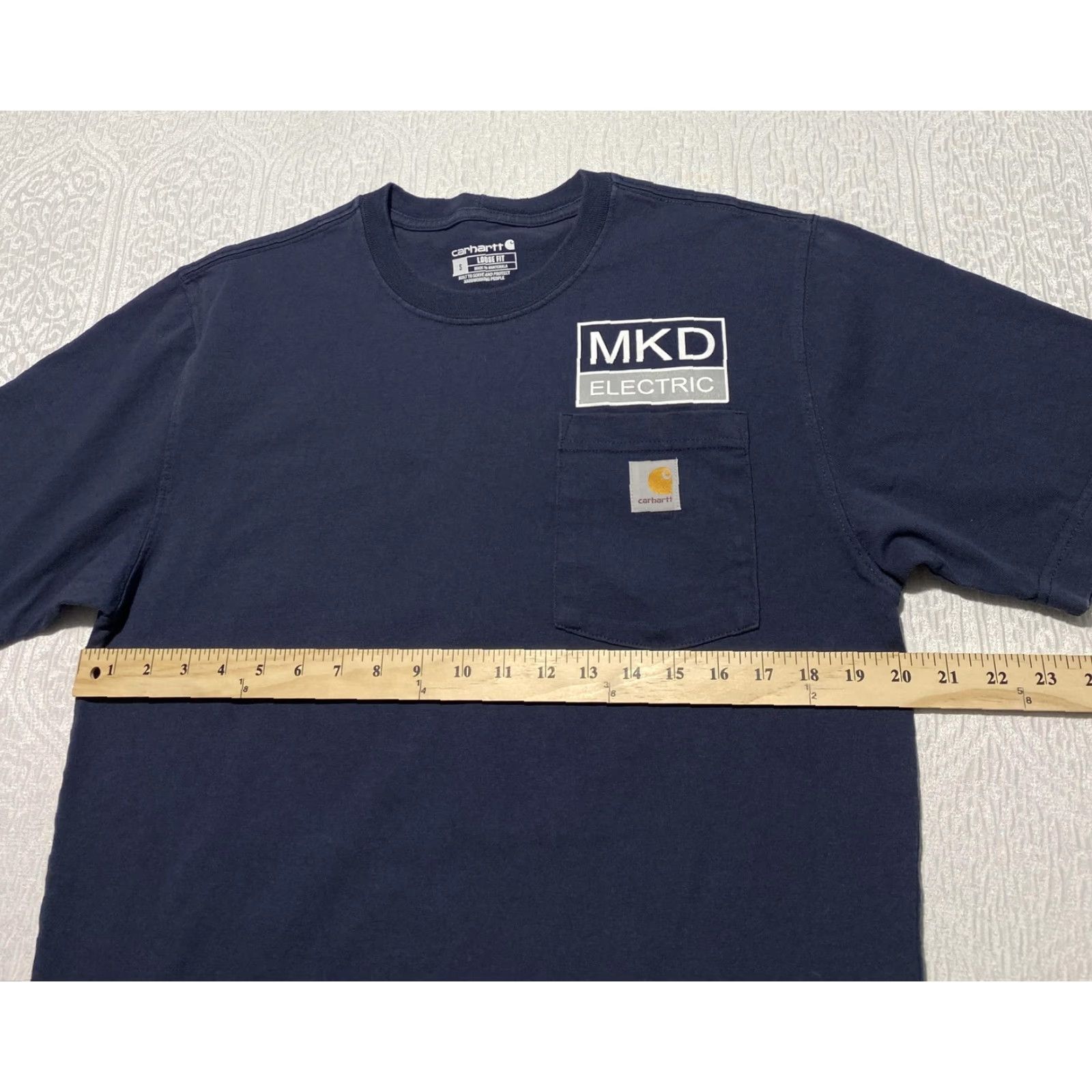 Carhartt VINTAGE Carhartt MKD Electric Shirt Mens Small Navy Loose Fit Pocket Workwear Tee K87 Size US S / EU 44-46 / 1 - 4 Thumbnail
