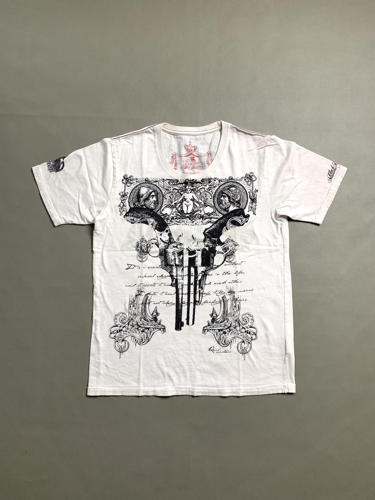 14th addiction T-shirt Tシャツ y2k archive 14th Addiction T Shirt Y2k V Neck 2 Cotton WHT Total Pattern