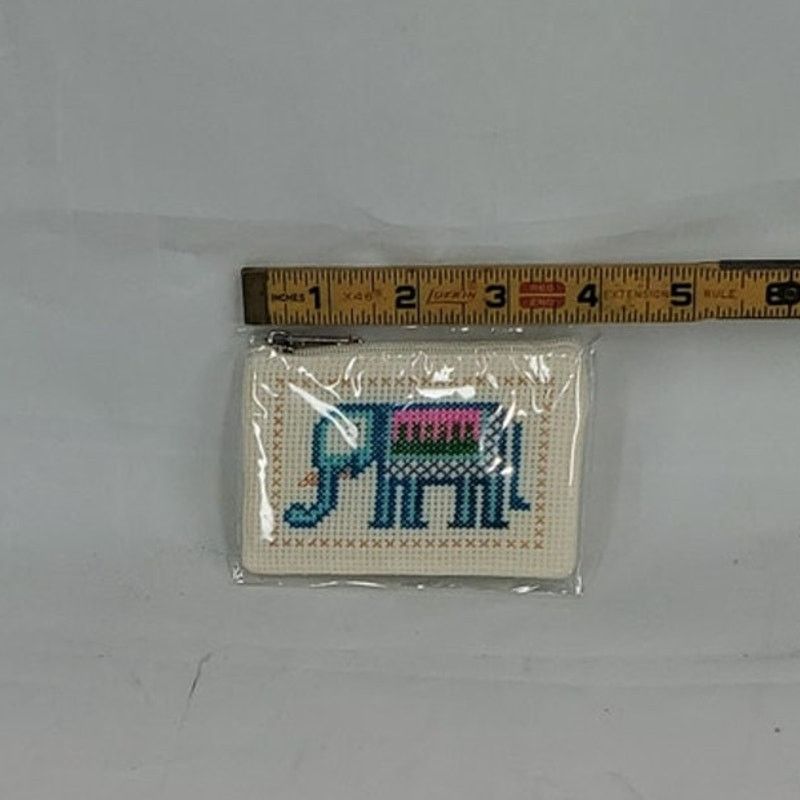 Other Canvas Coin Purse Keychain Elephant Design Small Zip Wallet Size ONE SIZE - 3 Thumbnail
