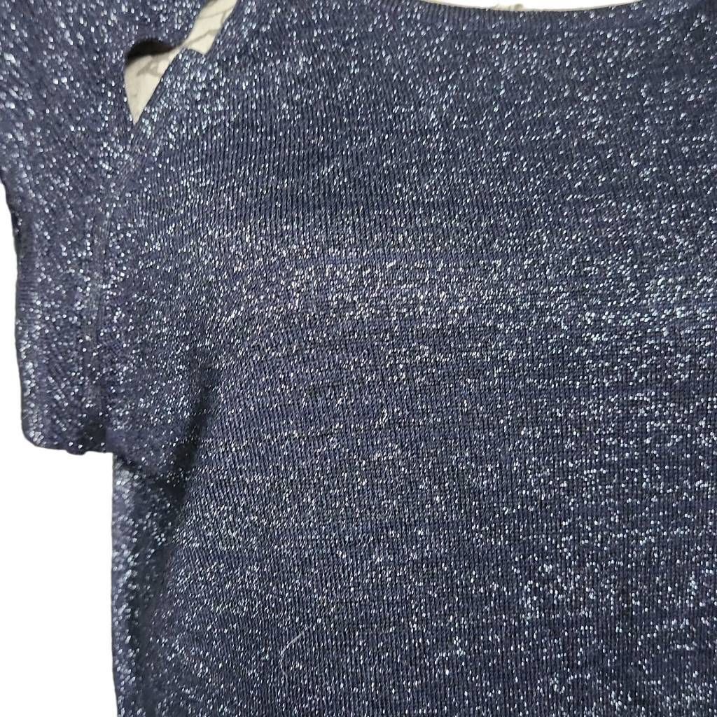 Express Express Women's Size Large Navy Sparkle Shoulder Cutout Mini Size L / US 10 / IT 46 - 8 Thumbnail