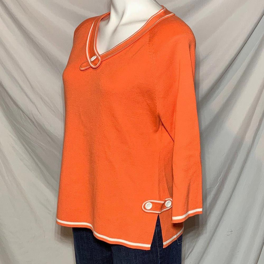 Designer World Republic Orange White Pullover Sweater Sz L Size L / US 10 / IT 46 - 4 Thumbnail