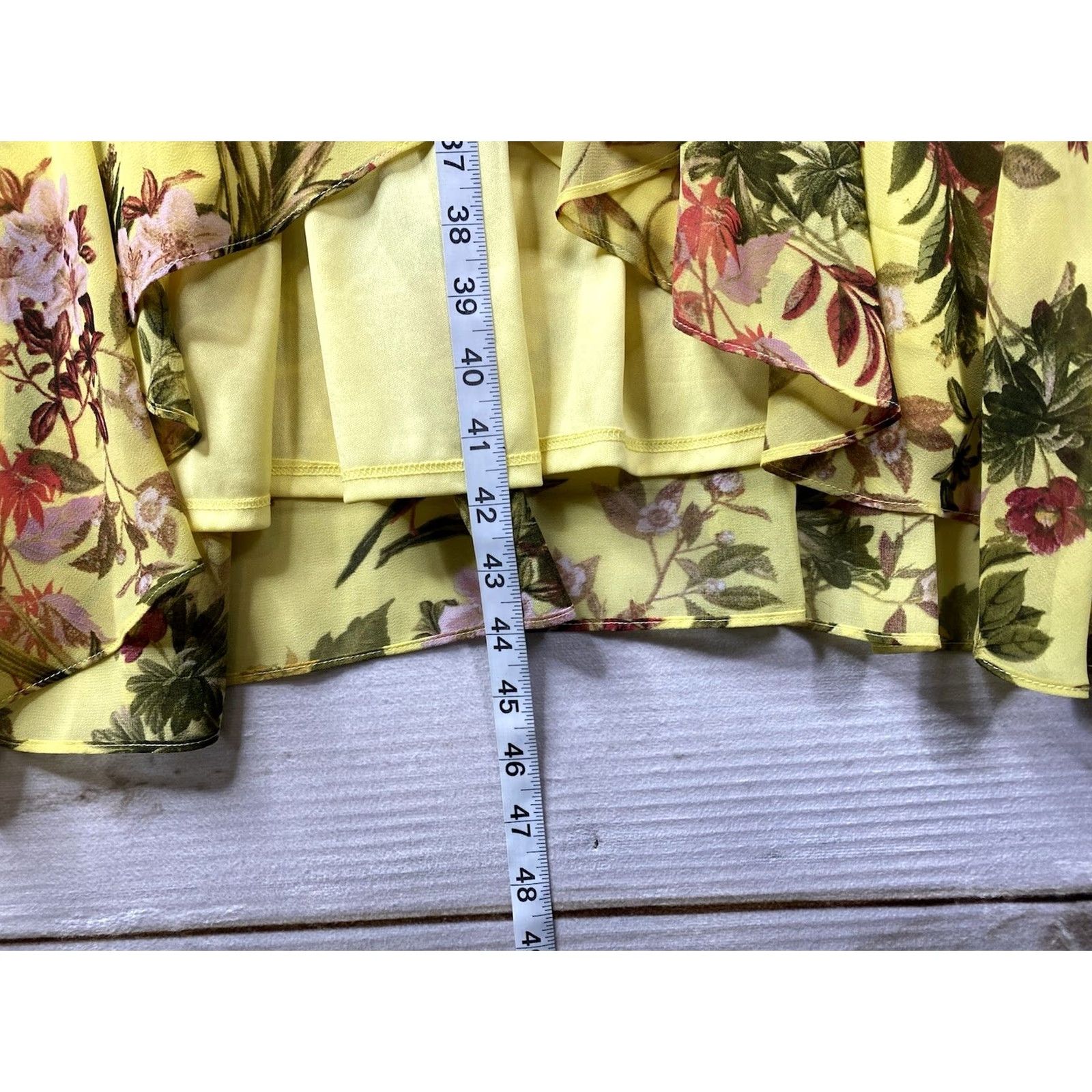 Vintage Maison Tara Dress Womens Midi V-Neck Yellow Floral Chiffon Bohemian NWT Size 12 Holiday? Size XL / US 12-14 / IT 48-50 - 4 Thumbnail
