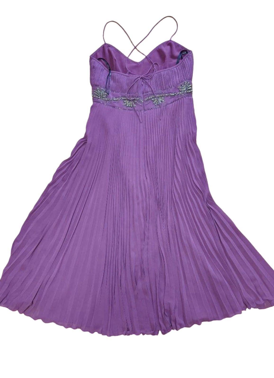 Betsey Johnson Betsey Johnson Evening Beaded Pleated Silk-Style Midi Dress Size XS / US 0-2 / IT 36-38 - 4 Thumbnail