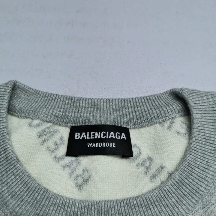 Balenciaga Balenciaga Gray Logo Print Long Sleeve Sweater 0079-2507 Size US S / EU 44-46 / 1 - 5 Thumbnail