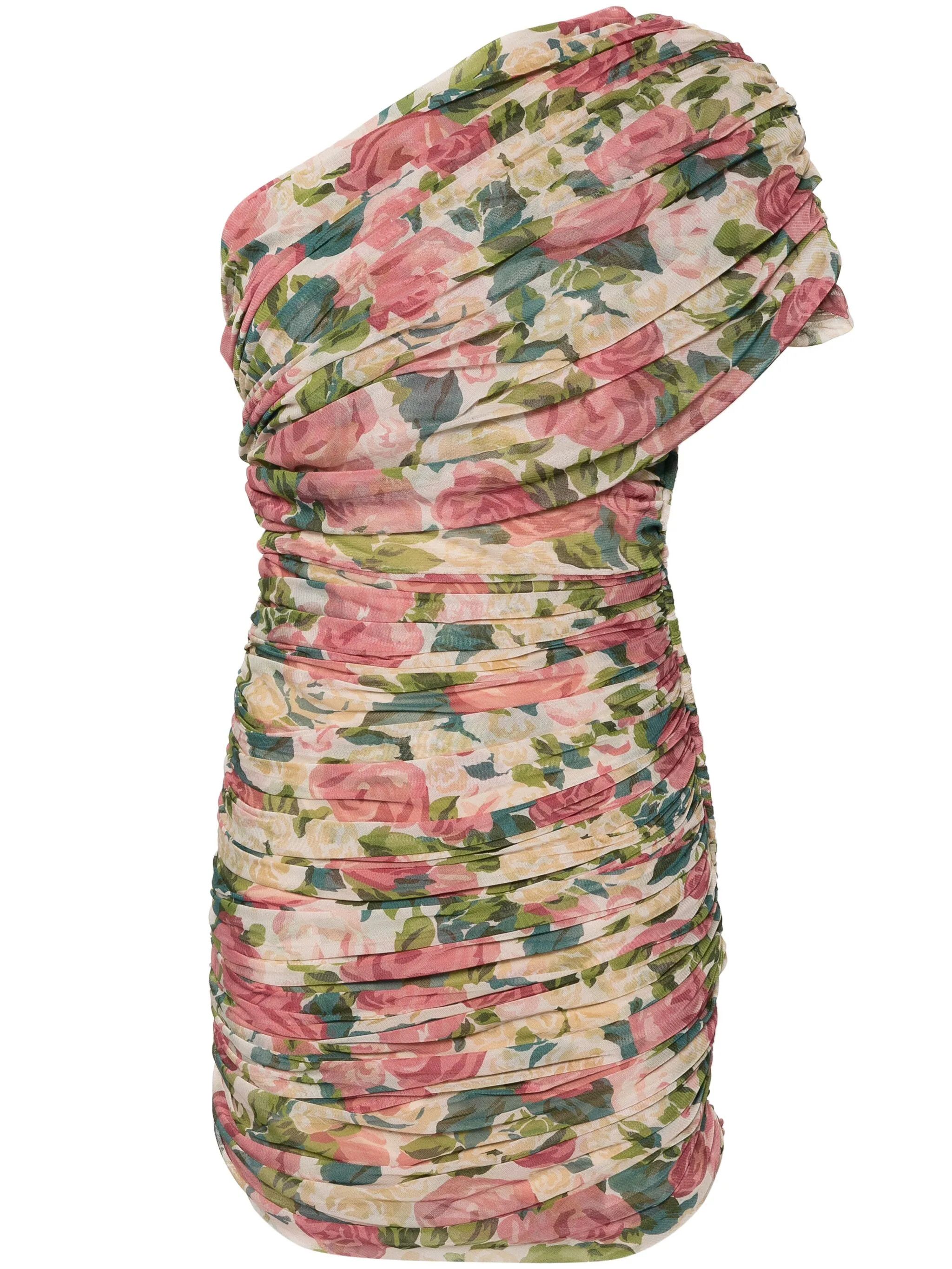 Saint Laurent Paris o1w1db10526 781340 Ruched One-shoulder Dress Floral Tulle Size M / US 6-8 / IT 42-44 - 1 Thumbnail