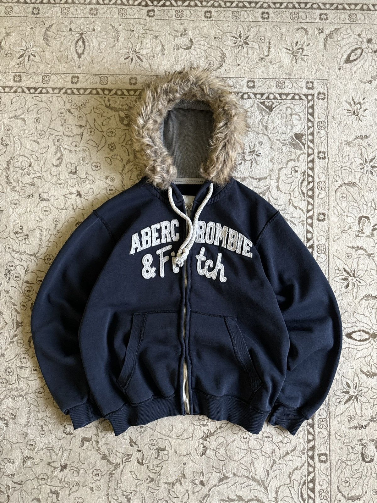 Abercrombie Fitch Vintage Abercrombie Fitch Faux Fur Hood Zip Hoodie LGB Grailed