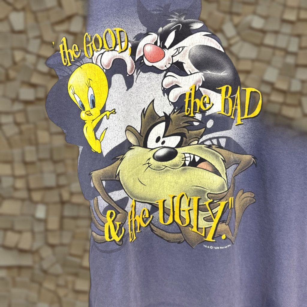 Vintage VINTAGE Looney Tunes T-Shirt 90s Long Sleeve Crew Neck Blue Large Tasmanian Devil Sylvester Tweety Mens Size US L / EU 52-54 / 3 - 1 Thumbnail