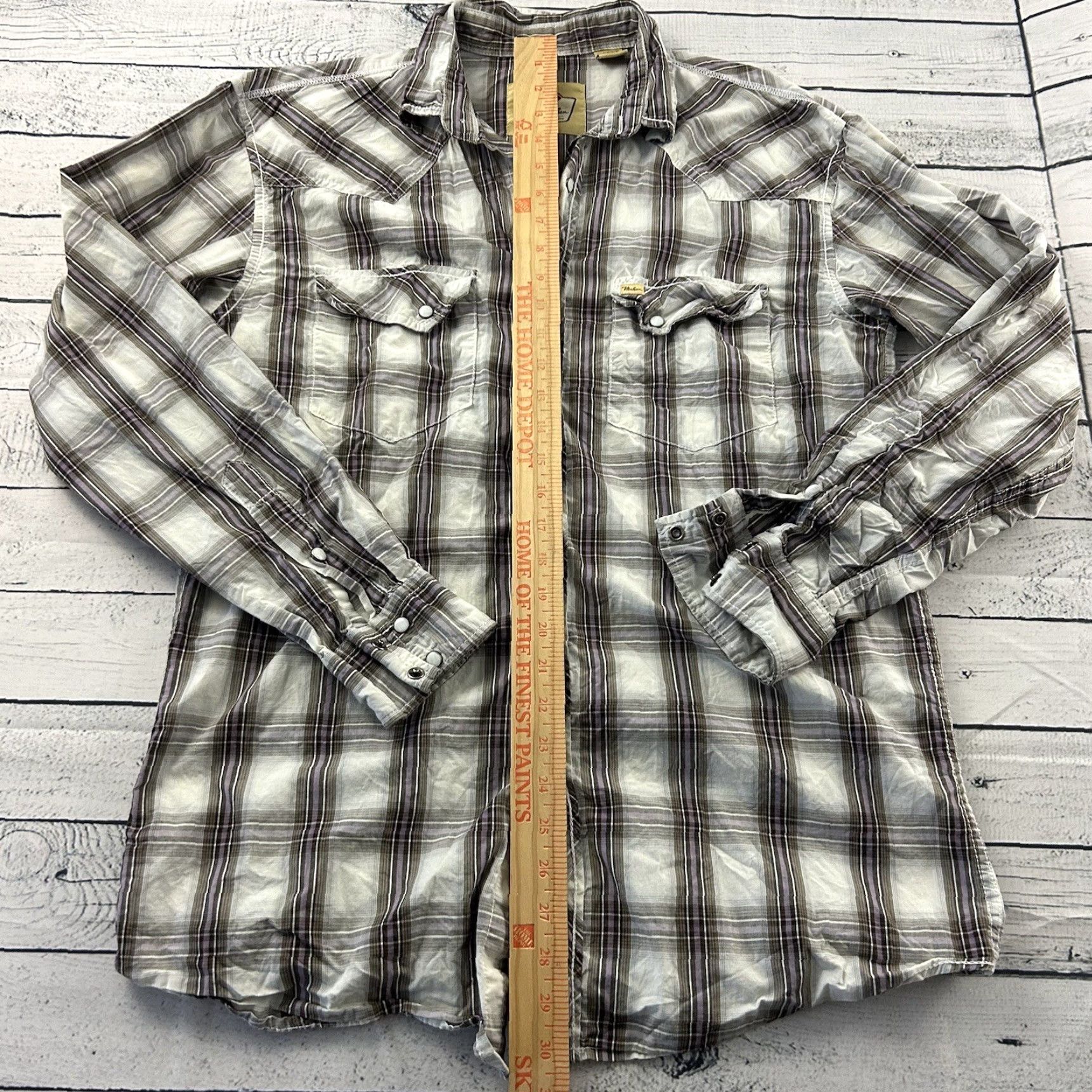Vintage Larry Mahan Long Sleeve Plaid Pearl Snap Button Front Shirt Mens L Gray Size US L / EU 52-54 / 3 - 4 Thumbnail