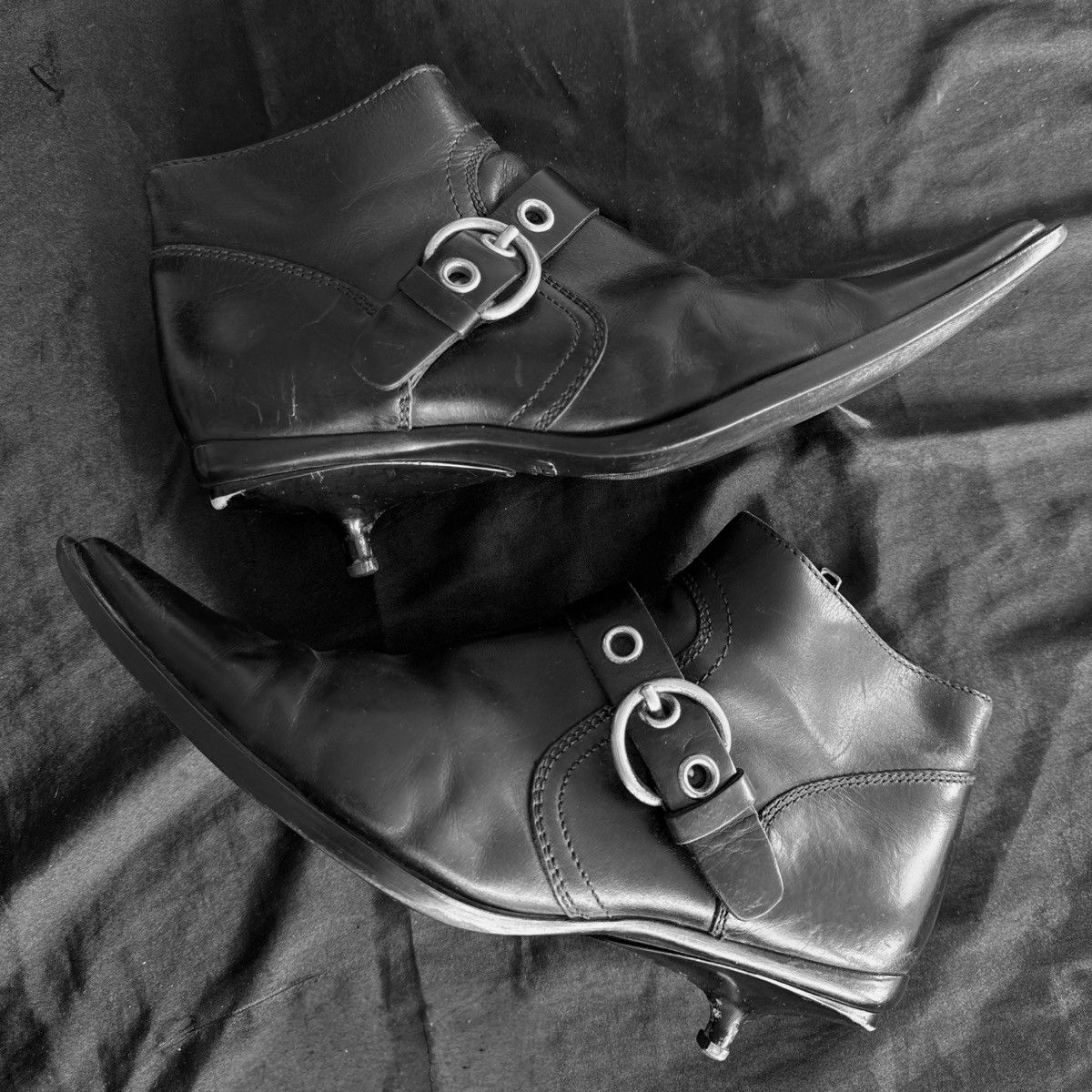 Miu Miu Miu Miu 1999 Black Leather Western-Heel Boots. Size US 6 / IT 36 - 10 Thumbnail