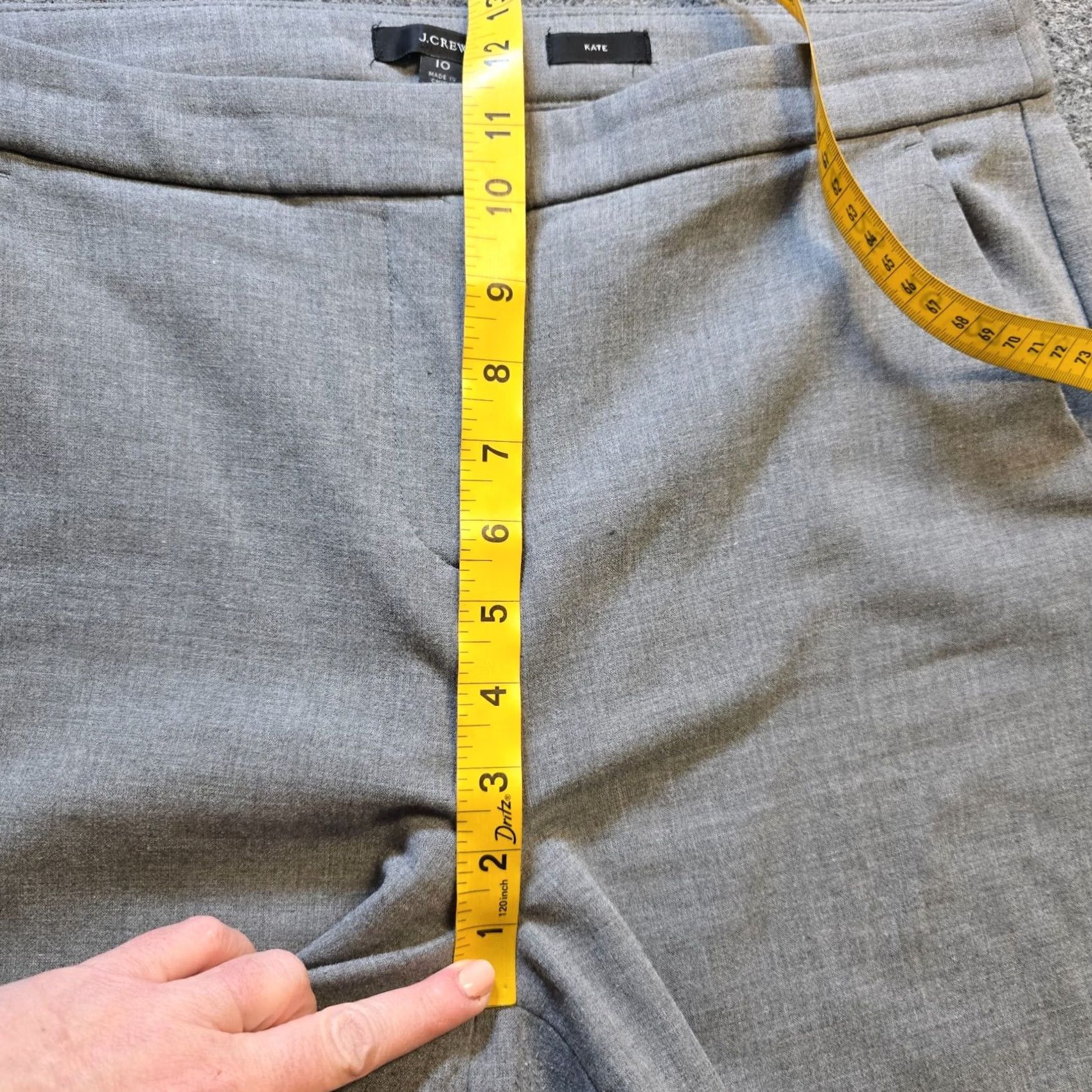 J.Crew J.CREW Pants Women Size 10 Gray Kate Cotton Blend Taper Flat Front Career Casual Pants Size 32" / US 10 / IT 46 - 7 Thumbnail