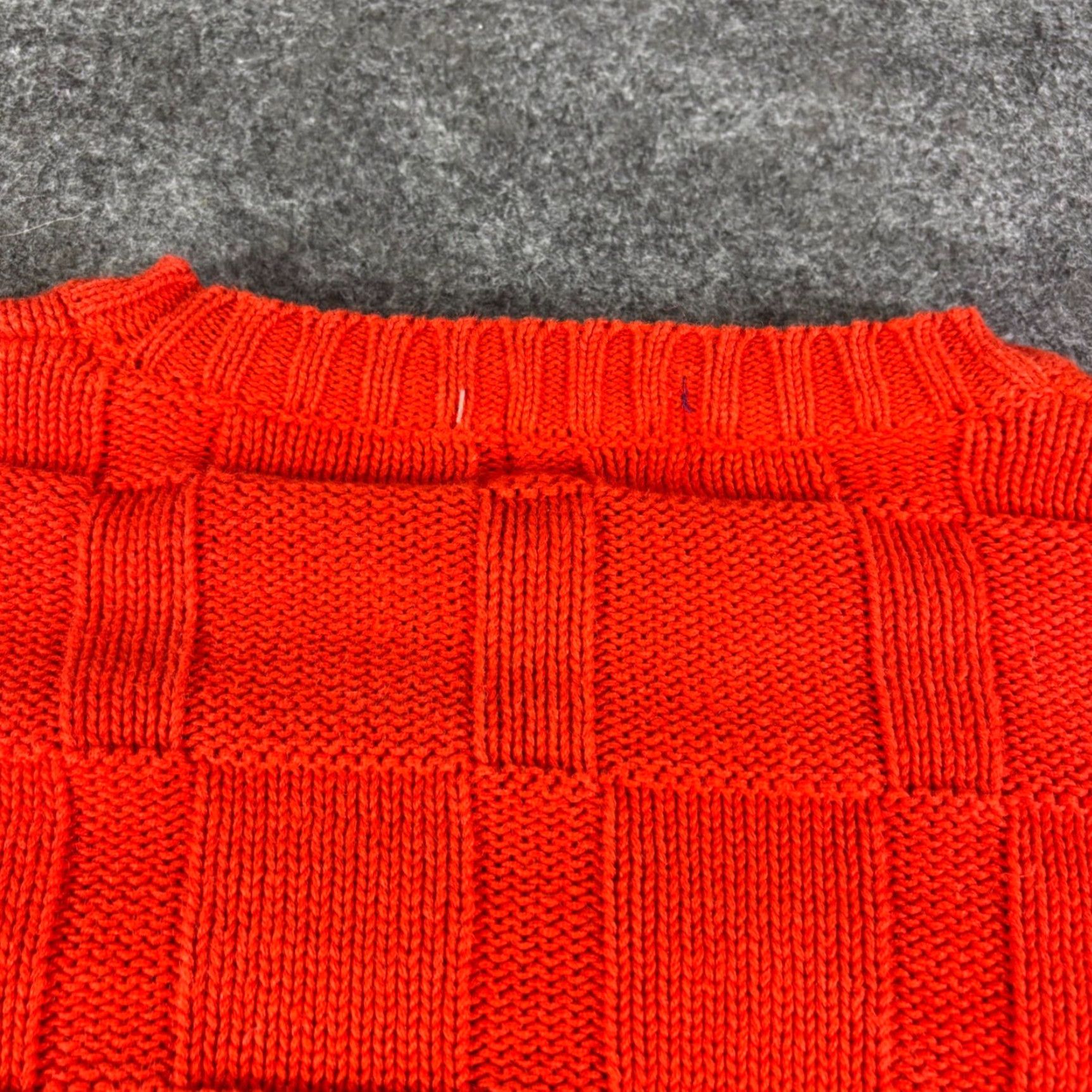 Gap GAP Men's Orange Checkerboard Knit Sweater XL Ramie Cotton Pullover Vintage Ramie Cotton Blend Crew Neck Waffle-Knit Geometric 90s Casual Mens Size US XL / EU 56 / 4 - 7 Thumbnail