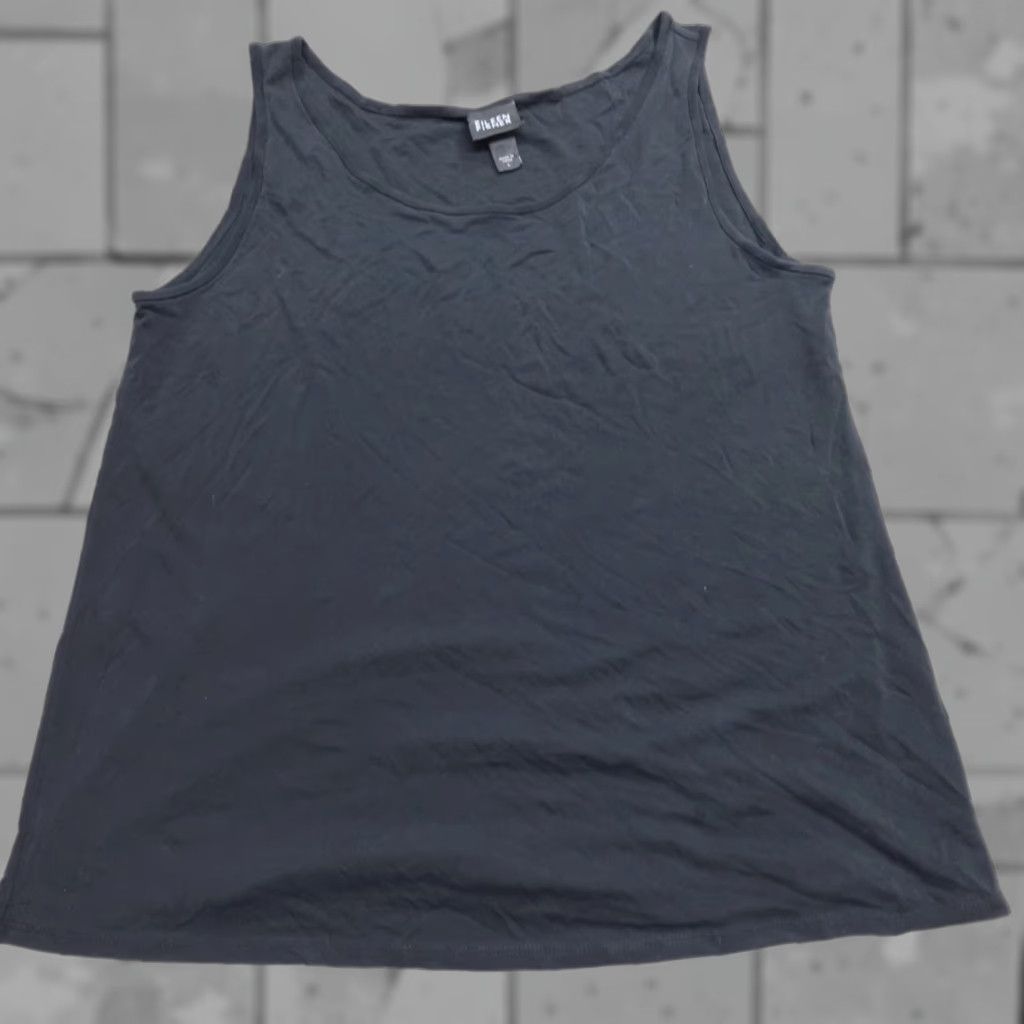 Eileen Fisher Eileen Fisher Womens Top Large Black Solid Sleeveless 100% Silk Tank Regular XS? Size L / US 10 / IT 46 - 1 Thumbnail