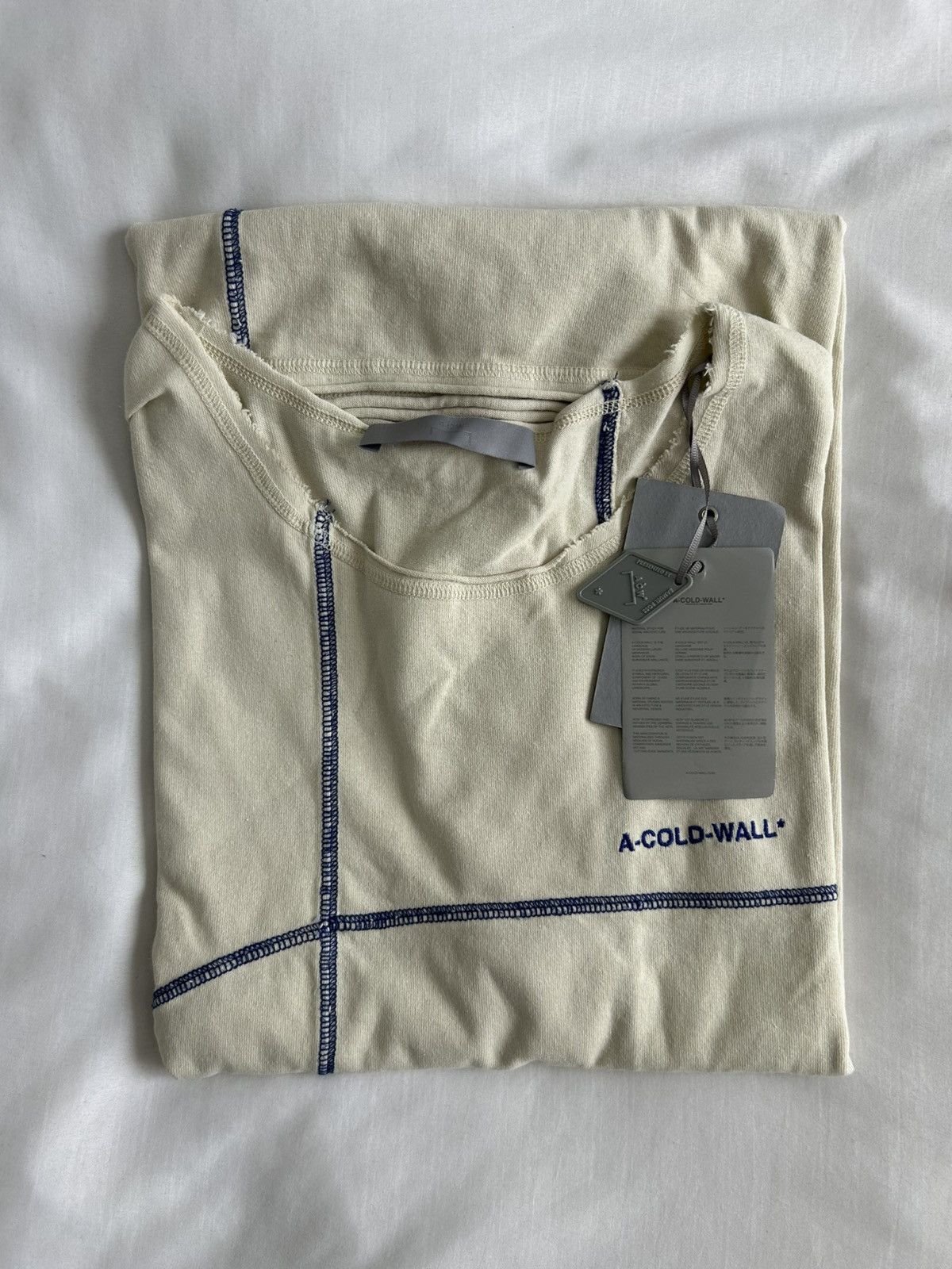 A-COLD-WALL* A Cold Wall Tee Cotton Single Jersey Bone Intersect ACW Size US L / EU 52-54 / 3 - 9 Thumbnail