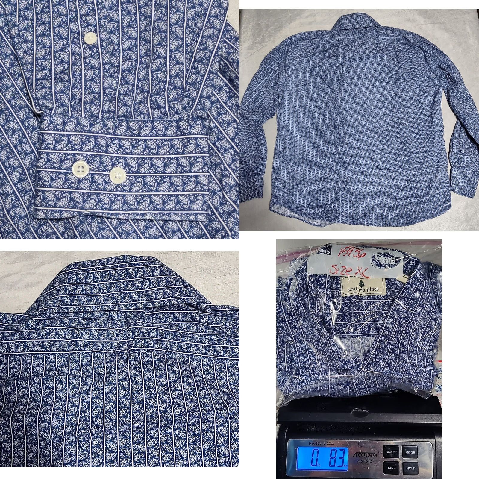 Vintage SOUTHERN PINES PAISLEY AOP Men XL Blue Cotton Button Shirt Size US XL / EU 56 / 4 - 9 Thumbnail